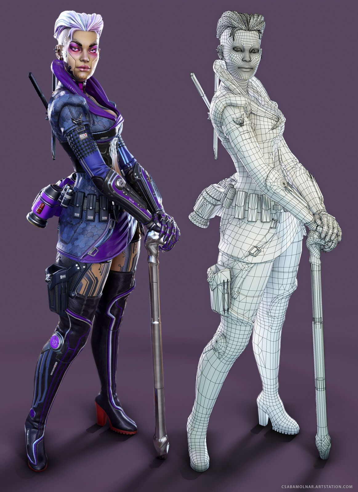 Wallpaper #mHMhhI4BFI5NbQksNxxs37 Two 3D Renderings of Female Characters One is Holding a Walking Stick