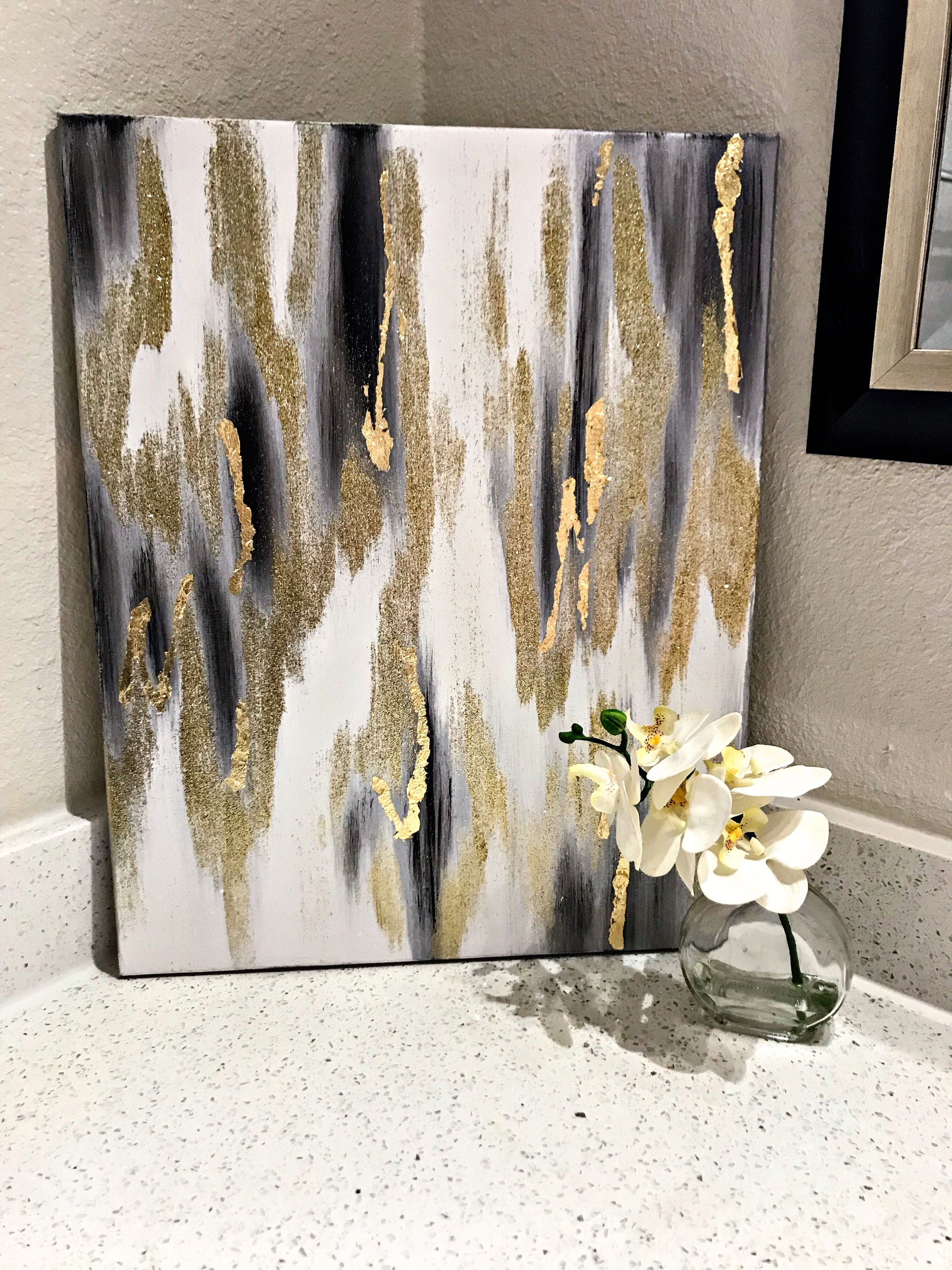 Wallpaper #AWeBD5MBSpphPi3-L-9584 Abstract Black Gold and Silver Gold Art Painting Abstract Painting