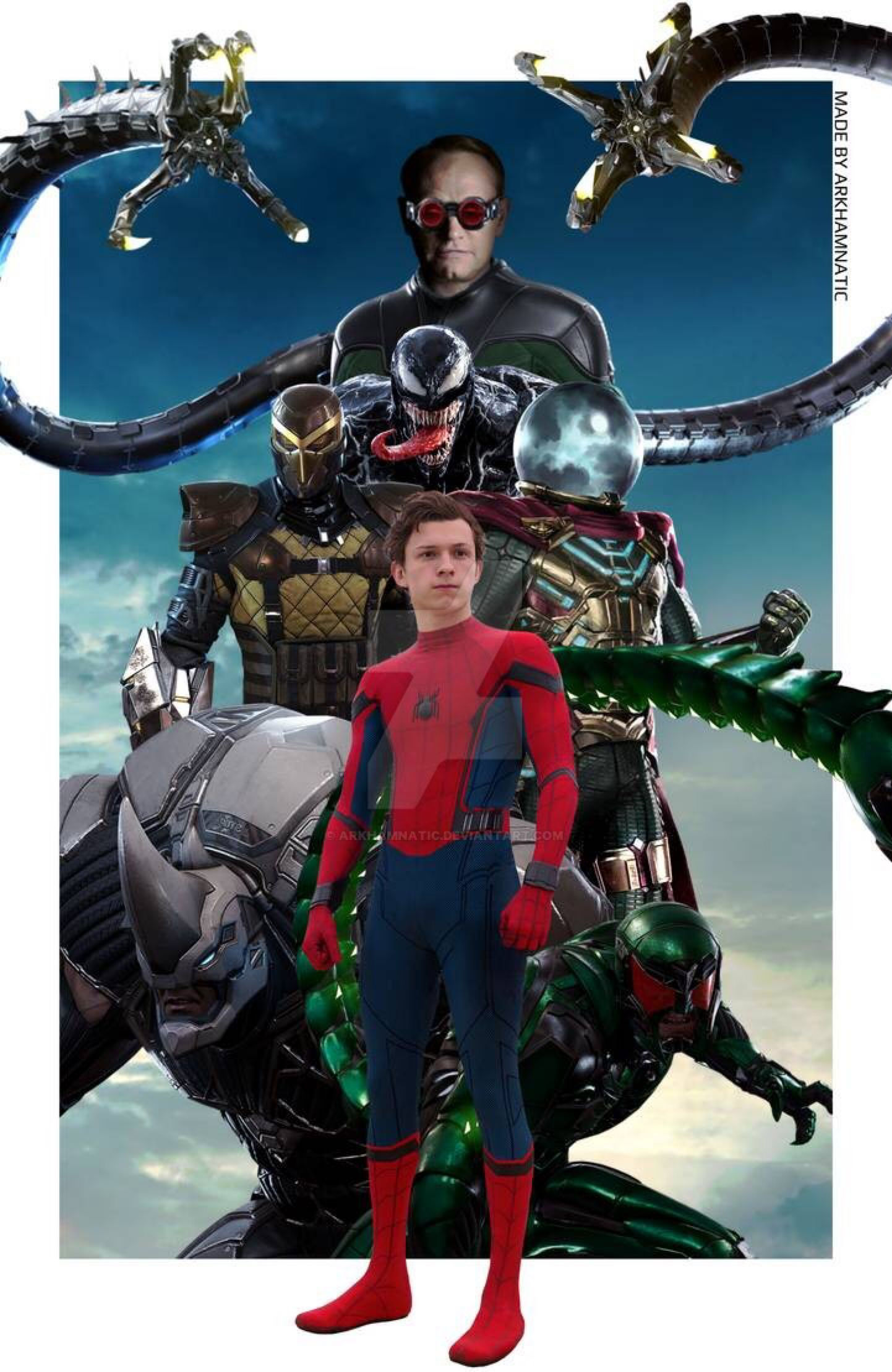 Wallpaper #ceb46 1920x1080 Spiderman vs Sinister Six Art Laptop Full HD 1080p HD 4K