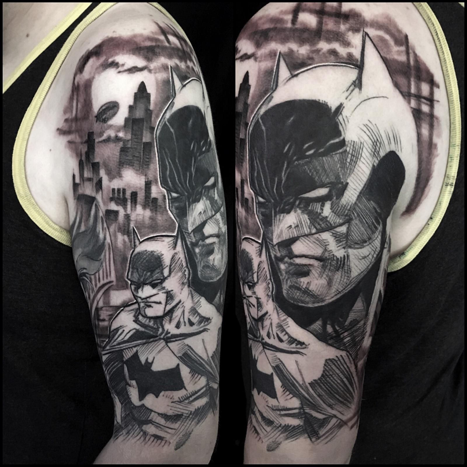 Wallpaper #DxlfO48BtGB6xQ78grB77 My Finished Batman Sleeve Done by Mike Riina at Eclectic Art in Lansing