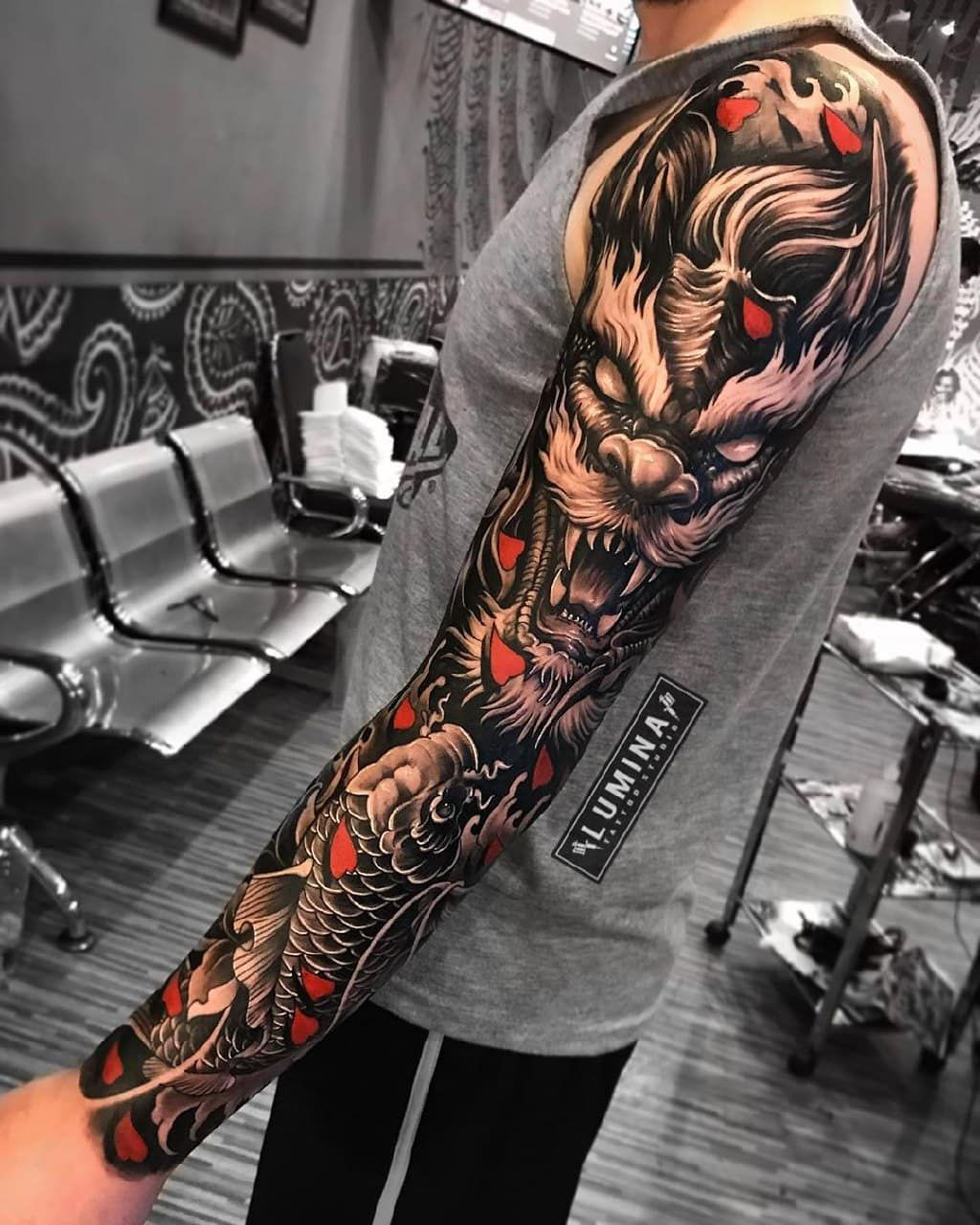 Wallpaper #51e89 Black and Red Mans Tattoo Sleeve Menstattoos Geometric Sleeve