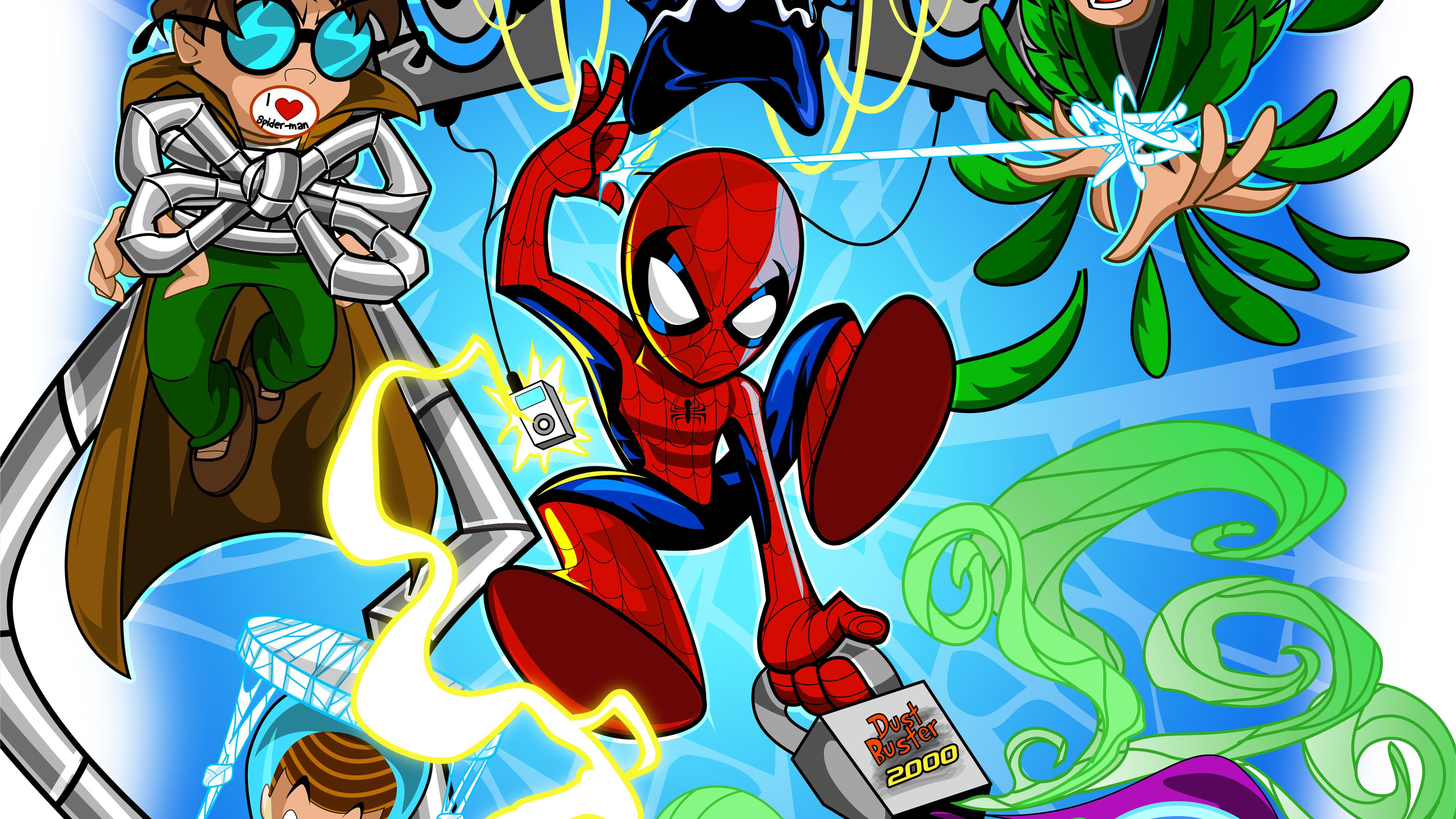 Wallpaper #ceb46 1920x1080 Spiderman vs Sinister Six Art Laptop Full HD 1080p HD 4K