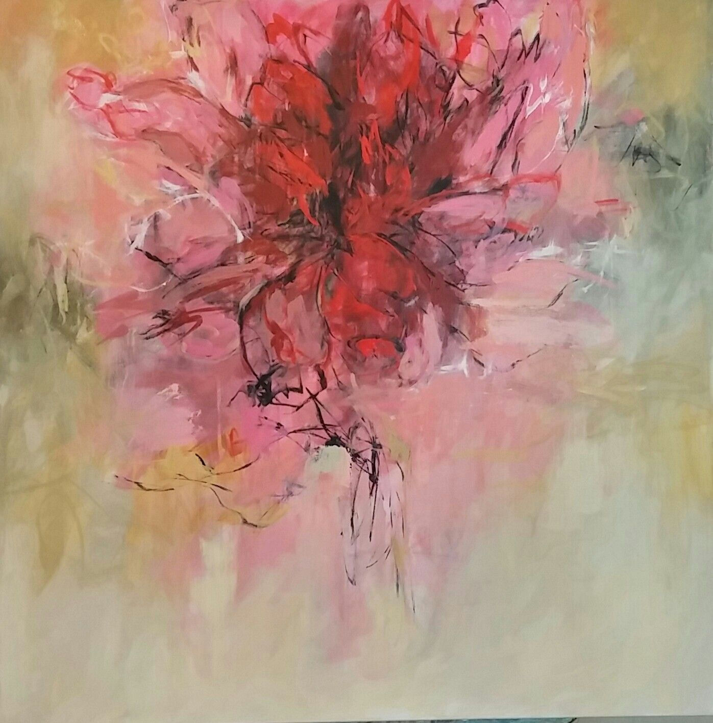 Wallpaper #sGilJJMBSpphPi3-cjnu226 Bloom 2 36x36 Acrylic on Canvas by Debora Stewart Abstract Flowers