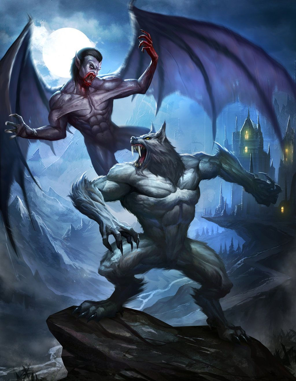 Wallpaper #uEB5MZMBJhL2WPbaucYs89 Endless Battle by Deadmanawake Werewolf Art Vampire Art Dark