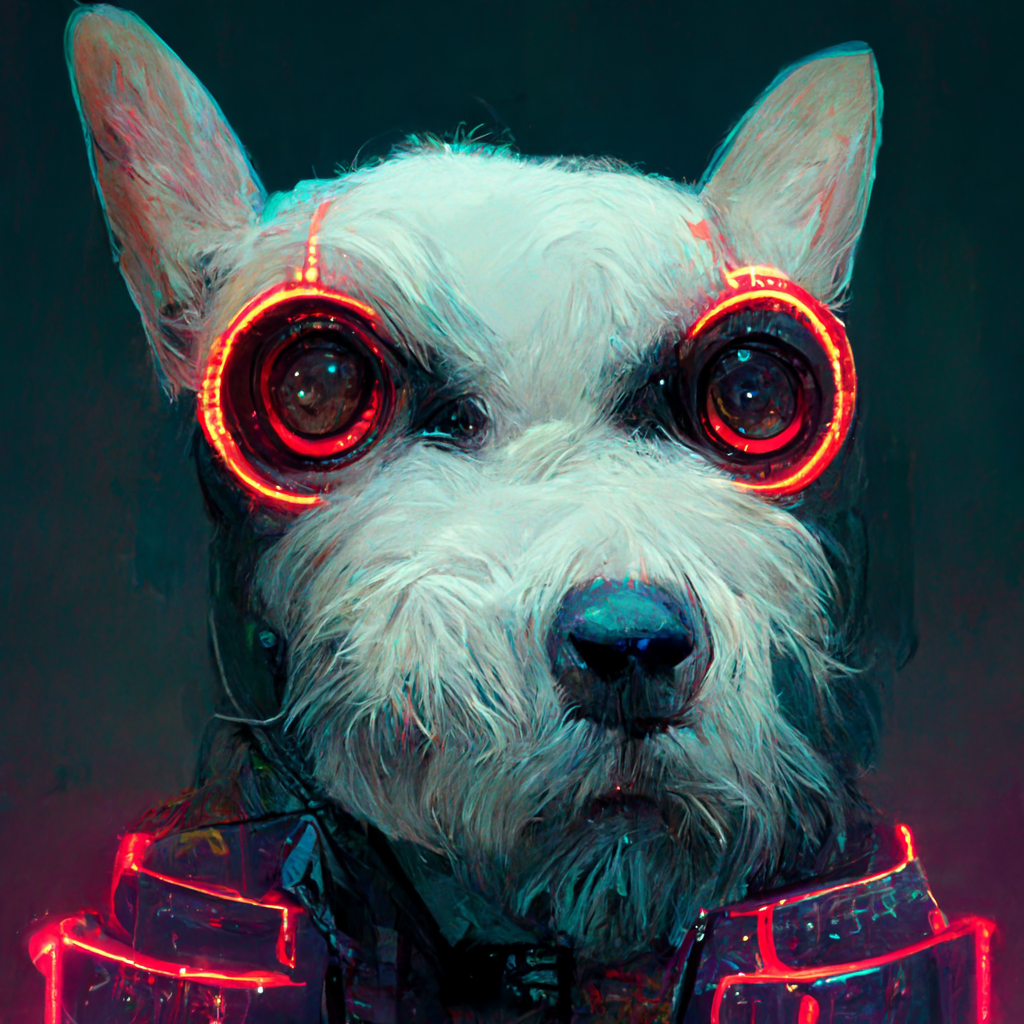 Wallpaper #AF7fMpMBborbLbczZGDZ299 Midjourney Animals Dogs Cyberpunk