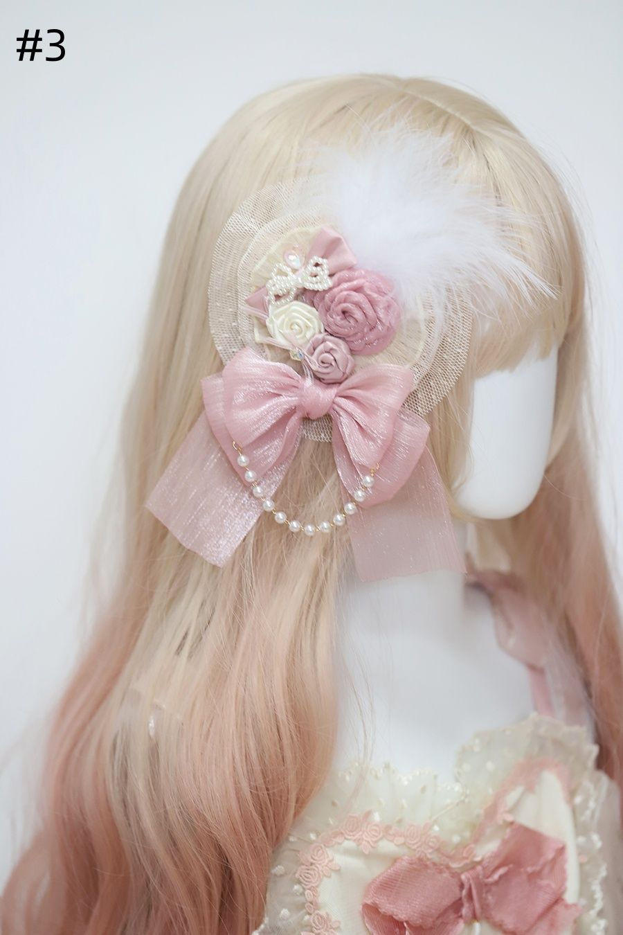 Wallpaper #_bmH3pIBJvJKYCmESQX0424 568pink Rosette Bowknotmini Hat Hairclip in 2024 Pink Halo Hair