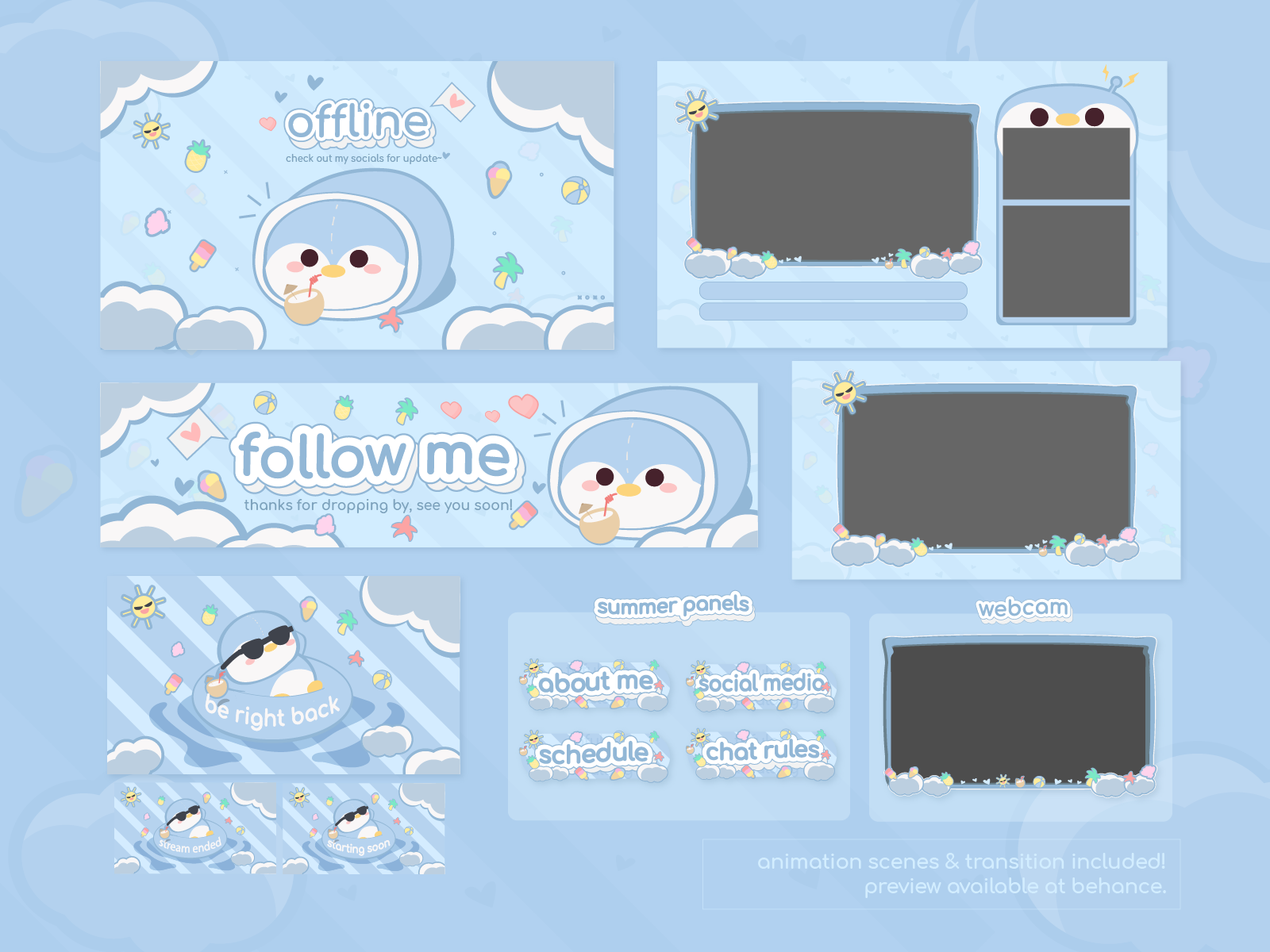 Wallpaper #Y88FO5MBOBUYluQYwLqS139 Cute Twitch Stream Package Design Summer Vibe Belly the Penguin