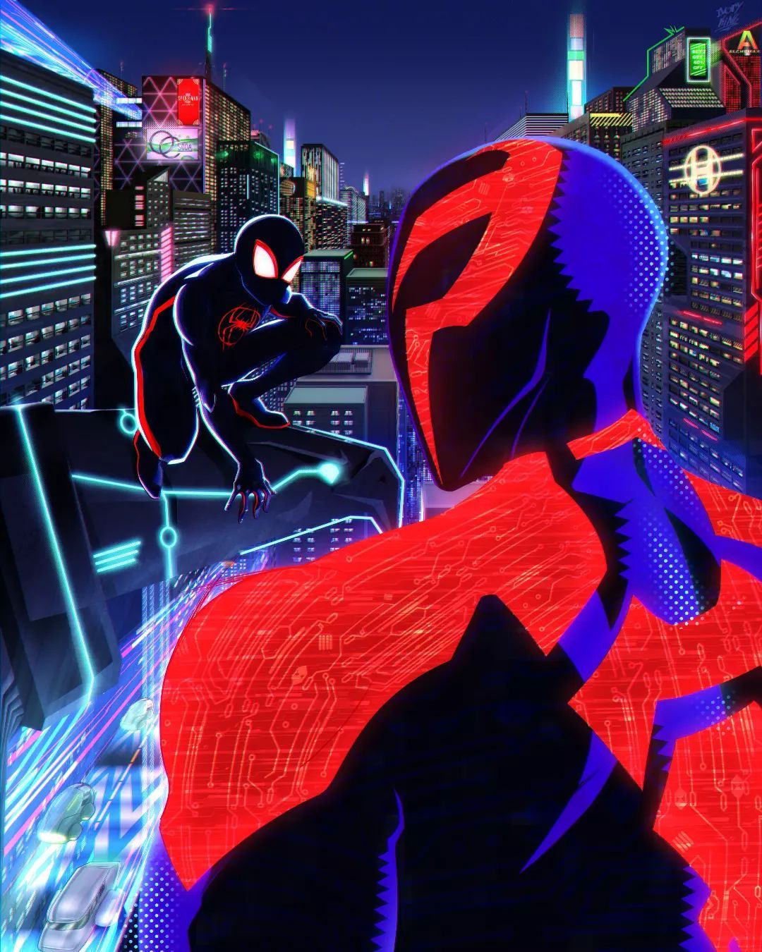 Wallpaper #D_QkOpMBKFX8bn3rd3iD266 Justin Xd on Intagram Spidermen Across the Spiderverse Art