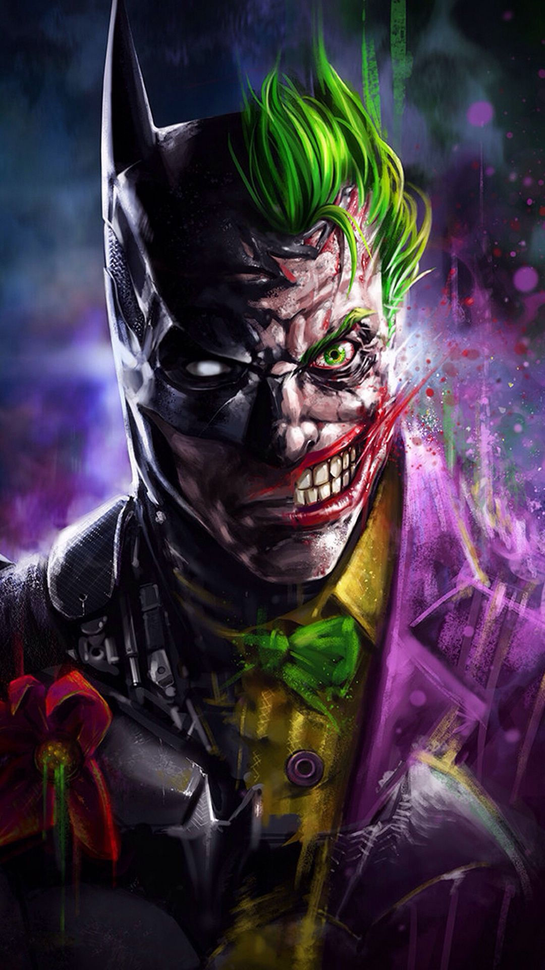 Wallpaper #ZQAJ7I4BSdW8dNoukRMm36 Batman and Joker Face Off Artwork 1080x1920 Wallpaper Joker Arkham