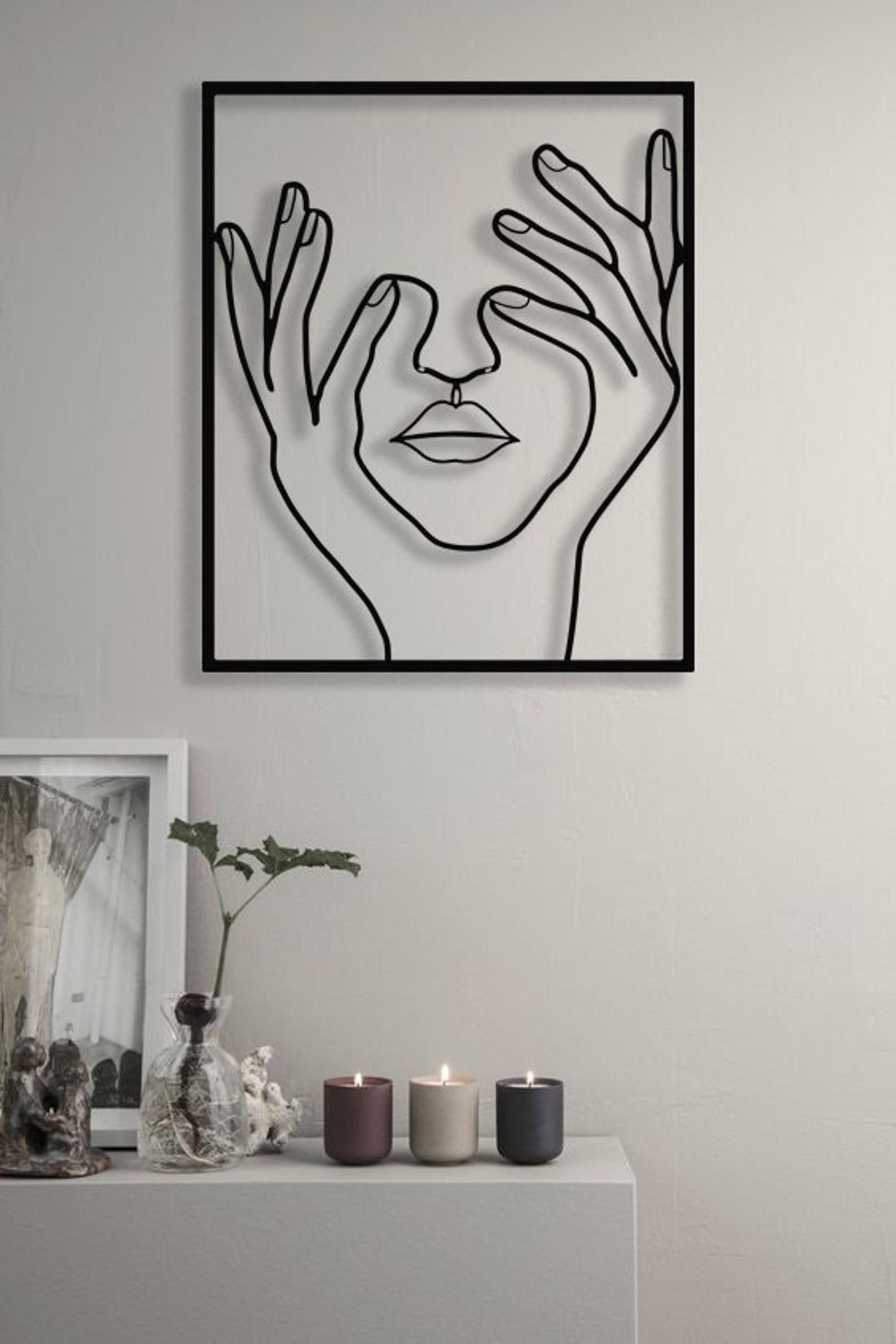 Wallpaper #2GeMA5MBSpphPi3-T7Po148 Abstract Face Line Artmetal Wall Art Hangingfemale Form Etsy Room