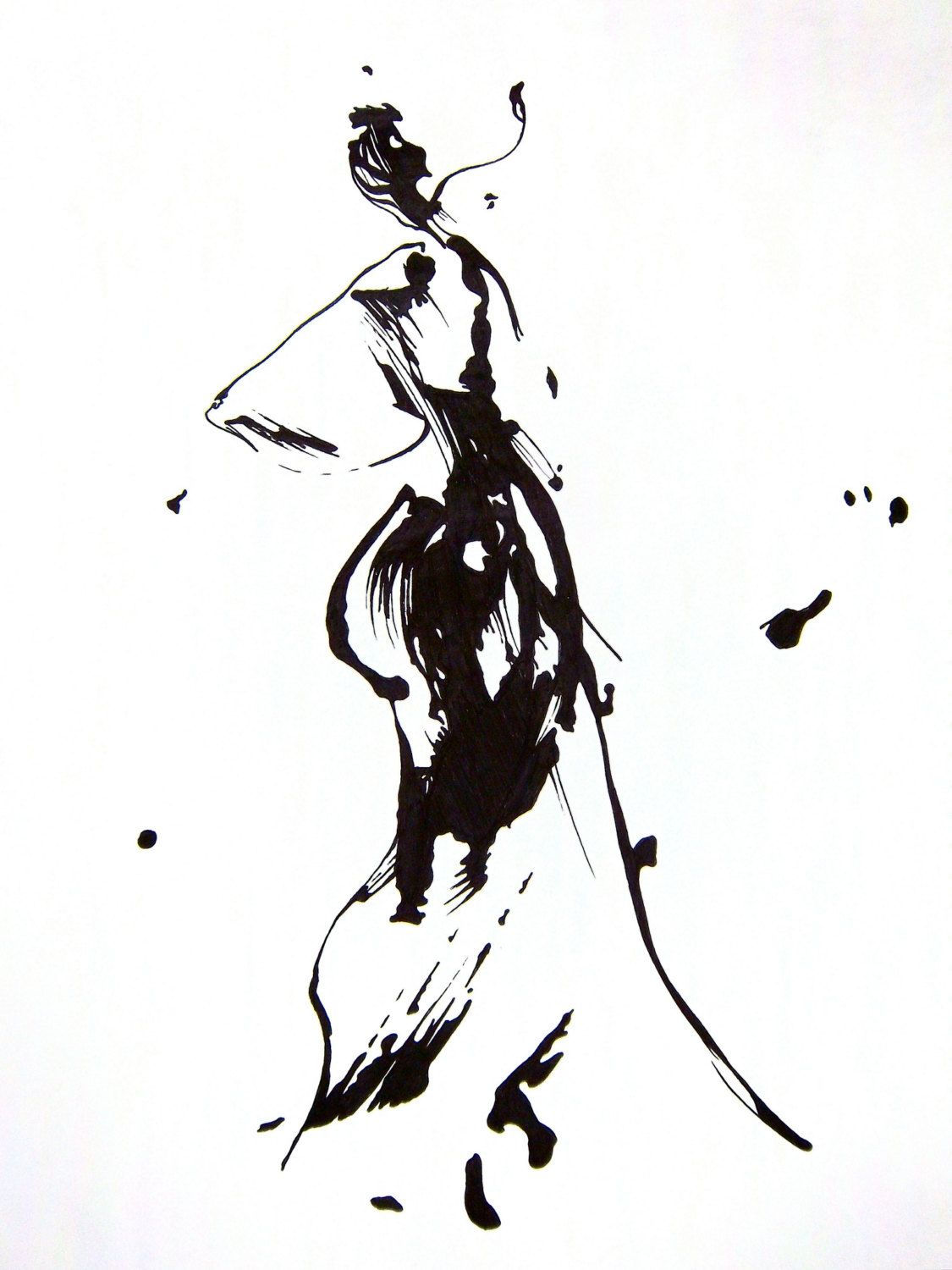 Wallpaper #ER0bLZMBlOZrFDOklM-g470 Original Abstract Human Figure Ink Drawing 85 X 11 3000 via Etsy