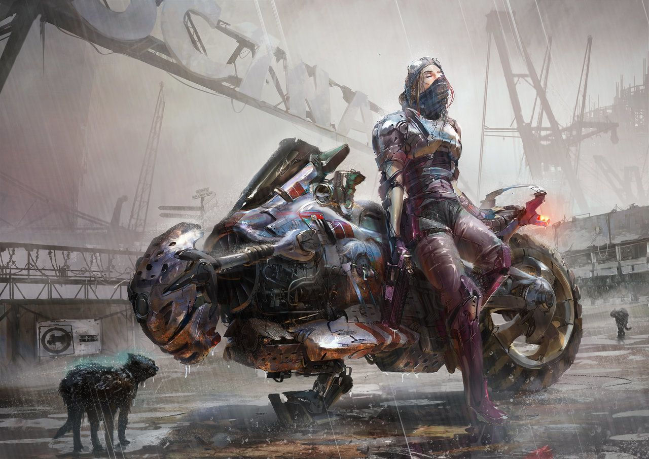 Wallpaper #3mf565IBSpphPi3-3E9y74 Motorbike Cyberpunk by Vincent Lefevre Sci Fi 2d Cgsociety