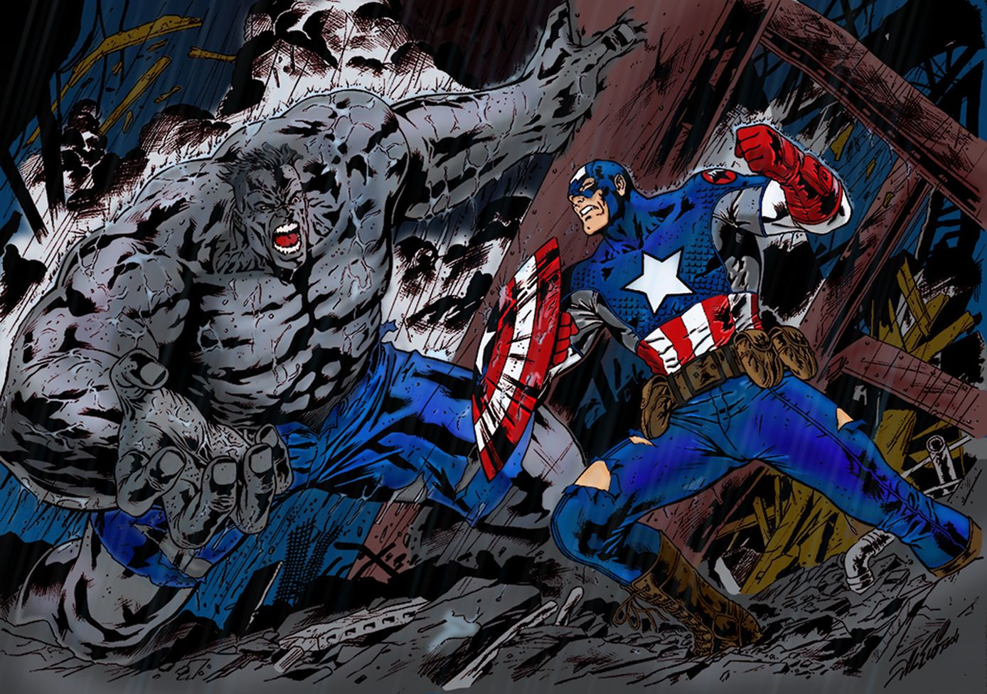 Wallpaper #d2e9d Wolverine vs Captain America by Mike Zeck from the Marvel Project