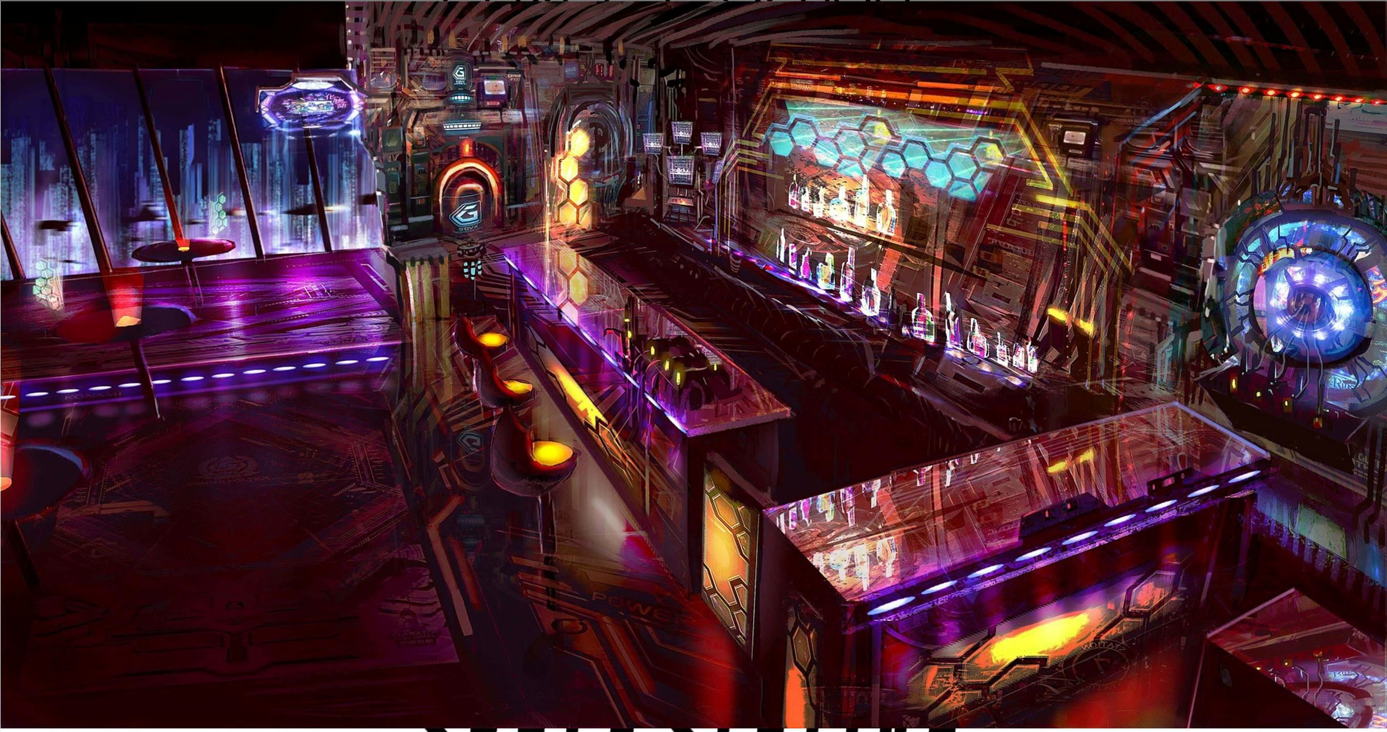 Wallpaper #IhlFBI8BtGB6xQ78K07Q59 Space Station Bar Cyberpunk Interior Cyberpunk City Sci Fi