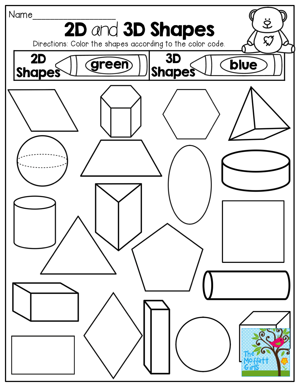 Wallpaper #1GfmC5MBSpphPi3-WtvR354 2 D and 3 D Shapes Color by the Code Tons of Fun Printables Shapes