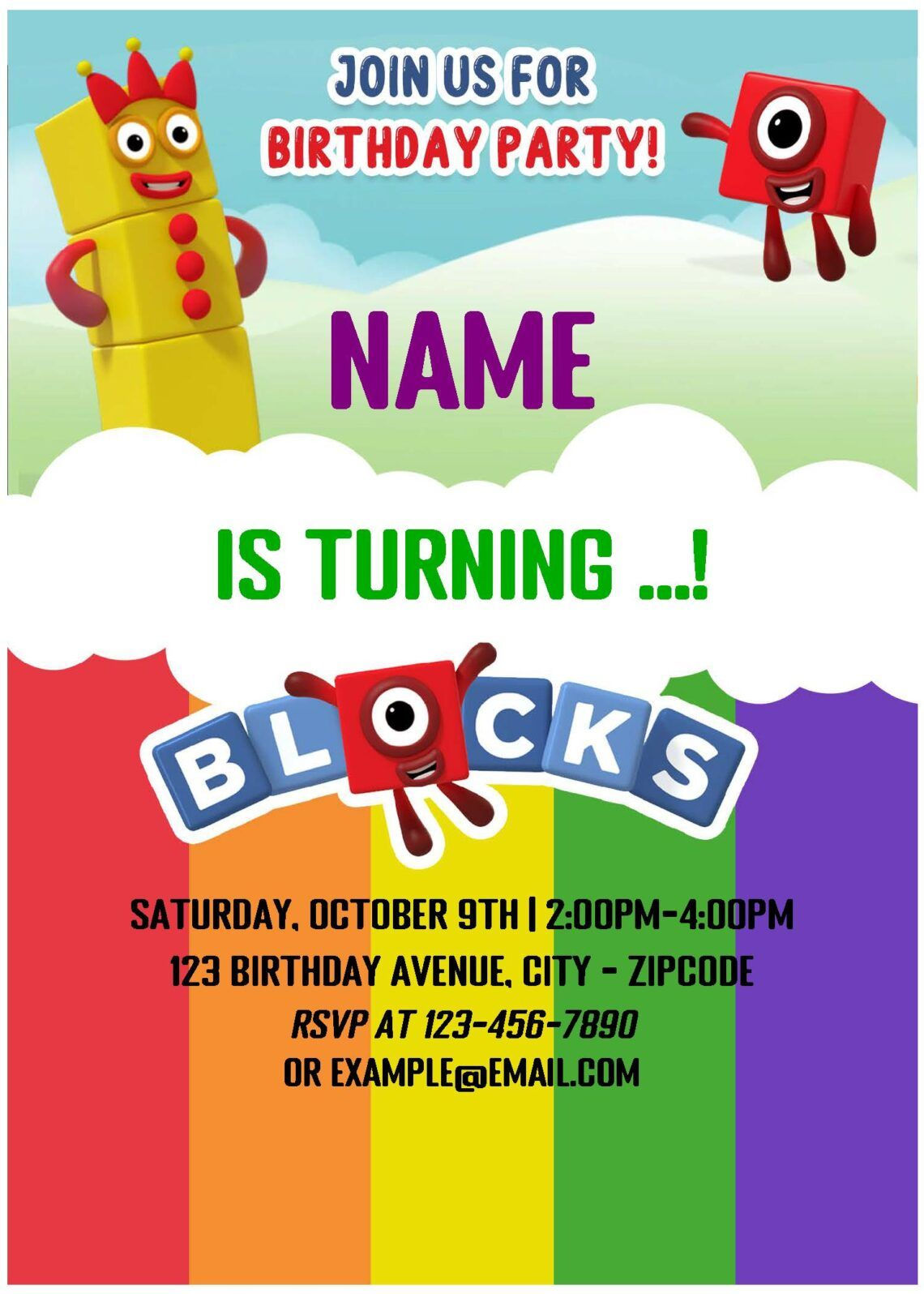 Wallpaper #nDEINpMB5zzyi_yYPFiv187 Free Editable Pdf Rainbow Numberblocks Birthday Invitation Templates