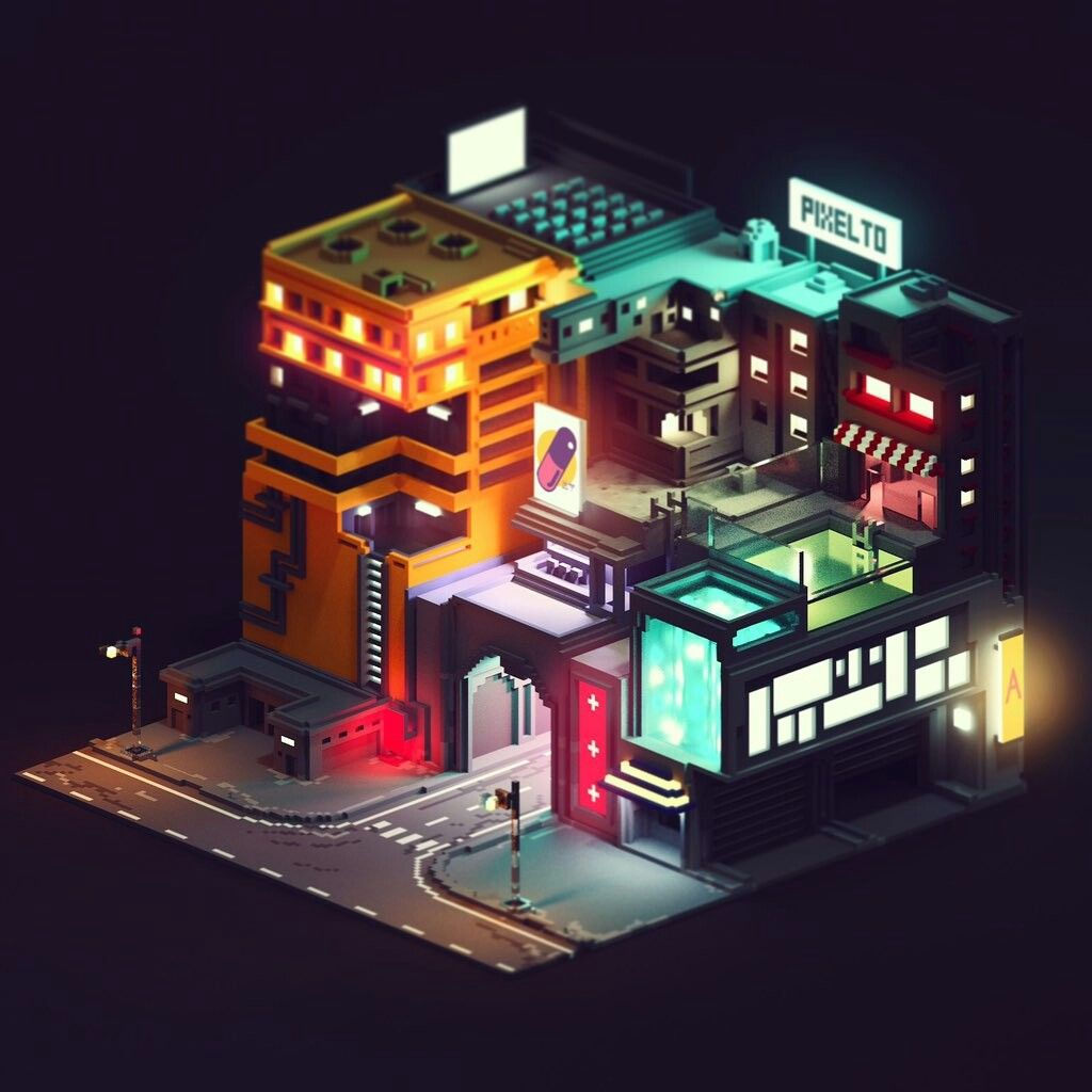 Wallpaper #13Qow44B_8f4nGFa7m8z19 Pin by Yunjia Yang on Low Poly Buildings Cyberpunk City Isometric