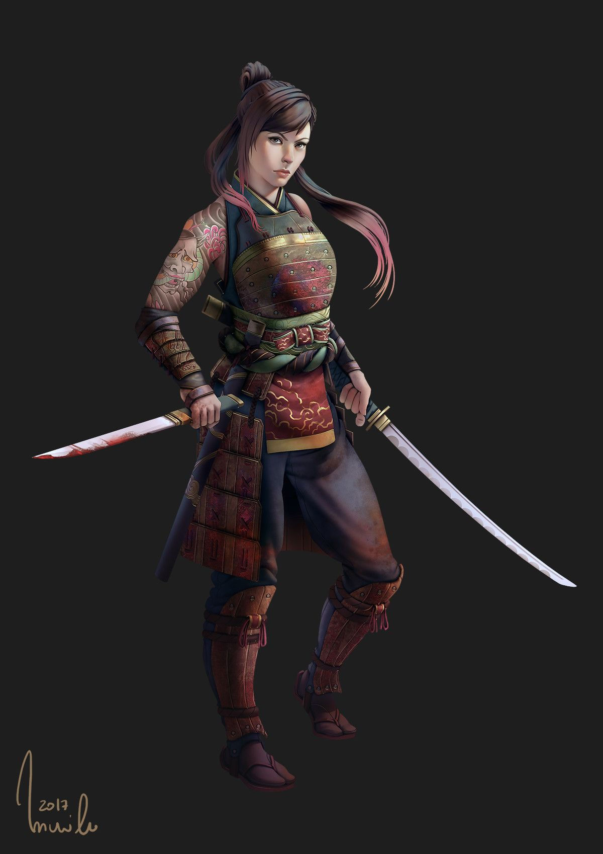 Wallpaper #-F7eMpMBborbLbczul_520 Artstation Female Samurai Concept Art Murilo Miranda Female