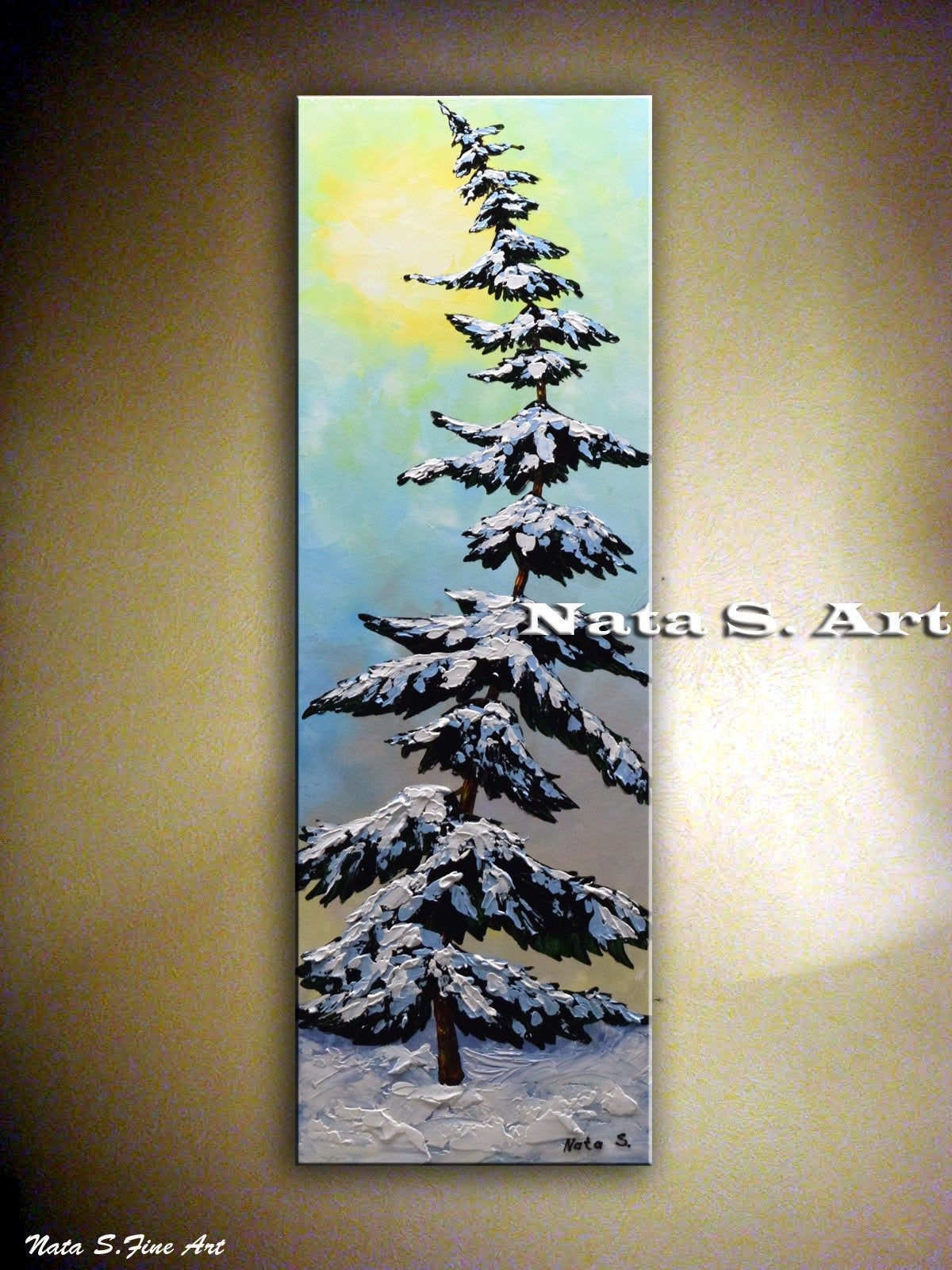 Wallpaper #BGdQC5MBSpphPi3-qtkV30 Pine Tree Painting Landscape Painting Winter Painting Original