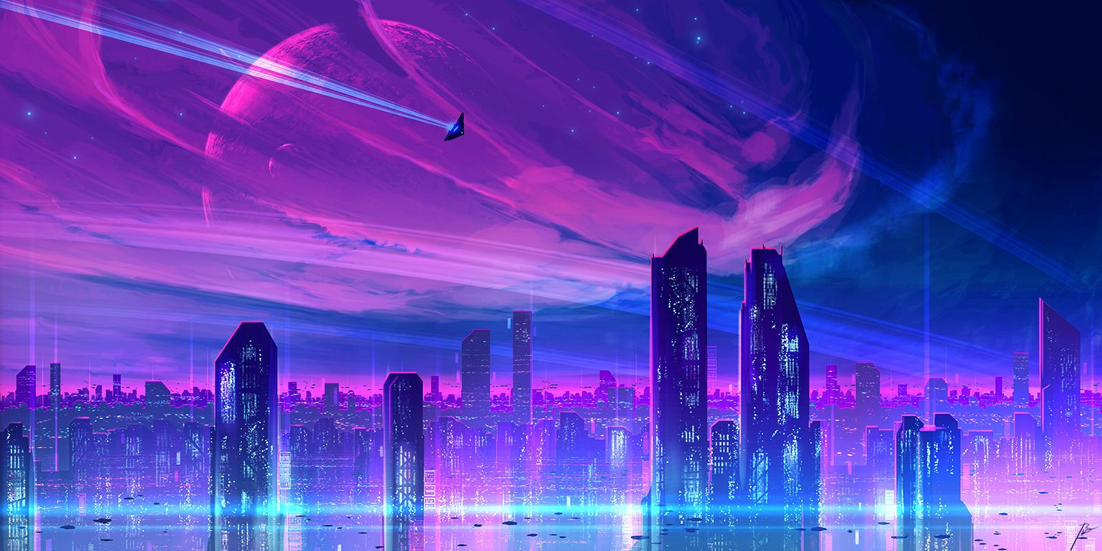 Wallpaper #U7gq25IBJvJKYCmEGfWT293 Neoncity by Joeyjazz on Deviantart in 2021 Night Art Sky Forest Spirit