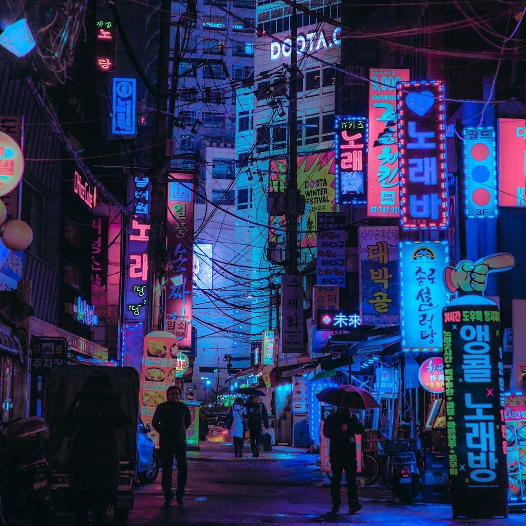 Wallpaper #ThmlBI8BtGB6xQ78vk9C35 Cyberpunk Seoul South Korea Neon Nights Photography Vaporwave Neo