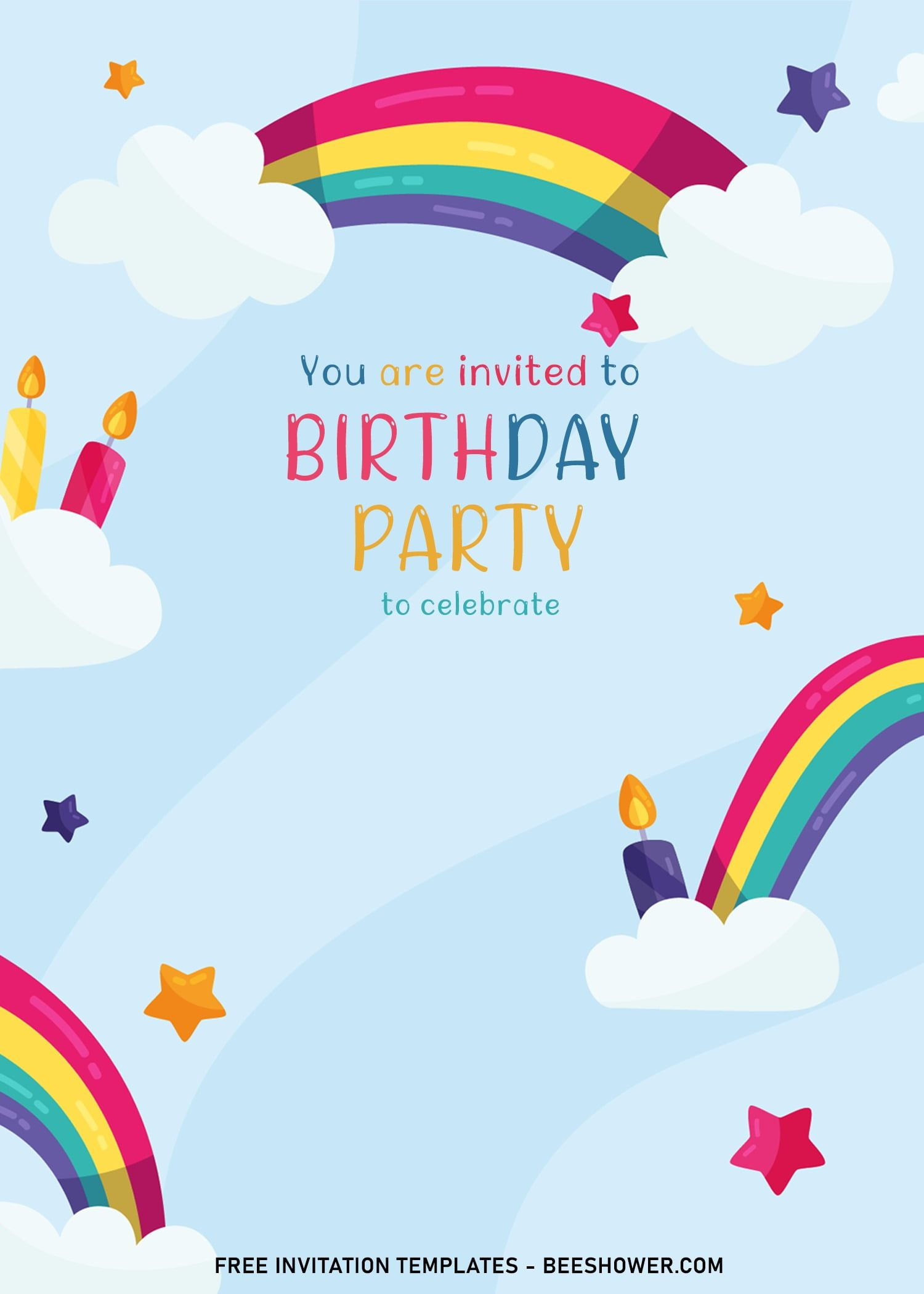 Wallpaper #tbne3ZIBJvJKYCmEsQLe60 8 Best Rainbow Party Birthday Invitation Templates for Your Kids