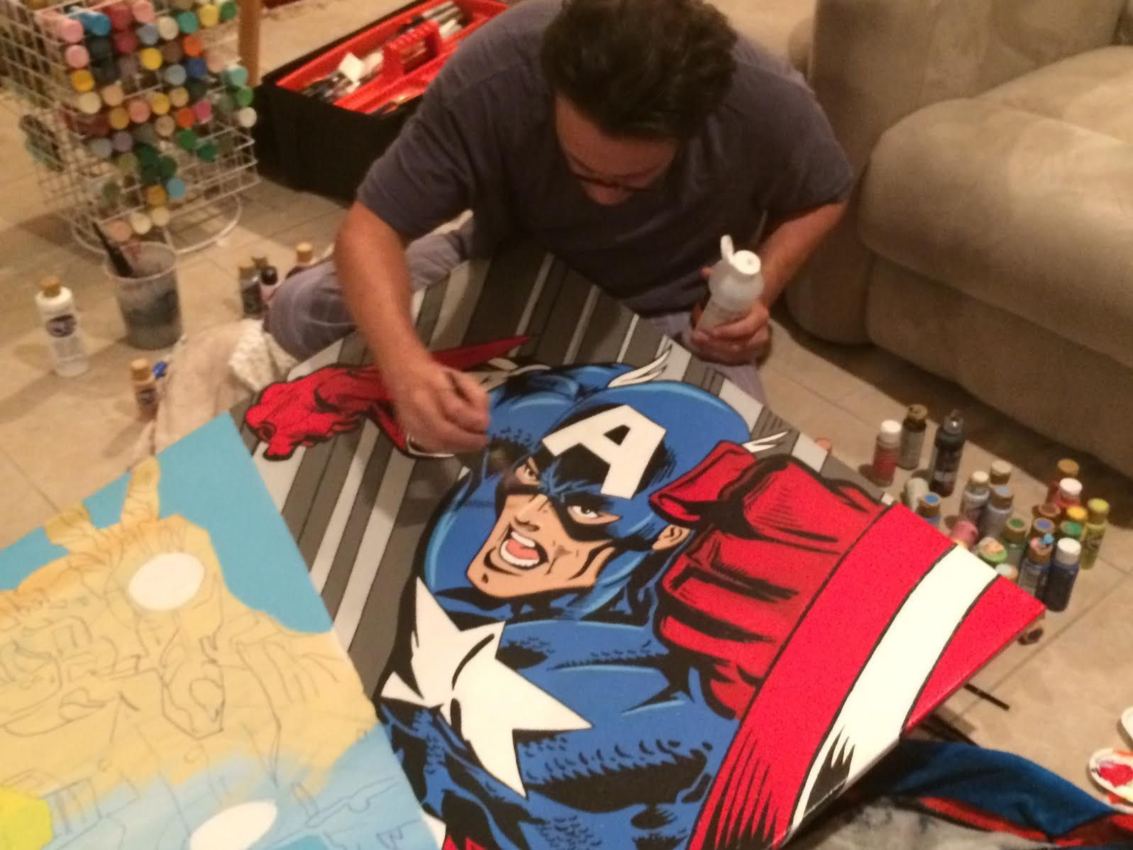 Wallpaper #CEV-jo4B7YBJg1BVZ51j44 Painting in Progress Captain America Pop Art Painting Artist
