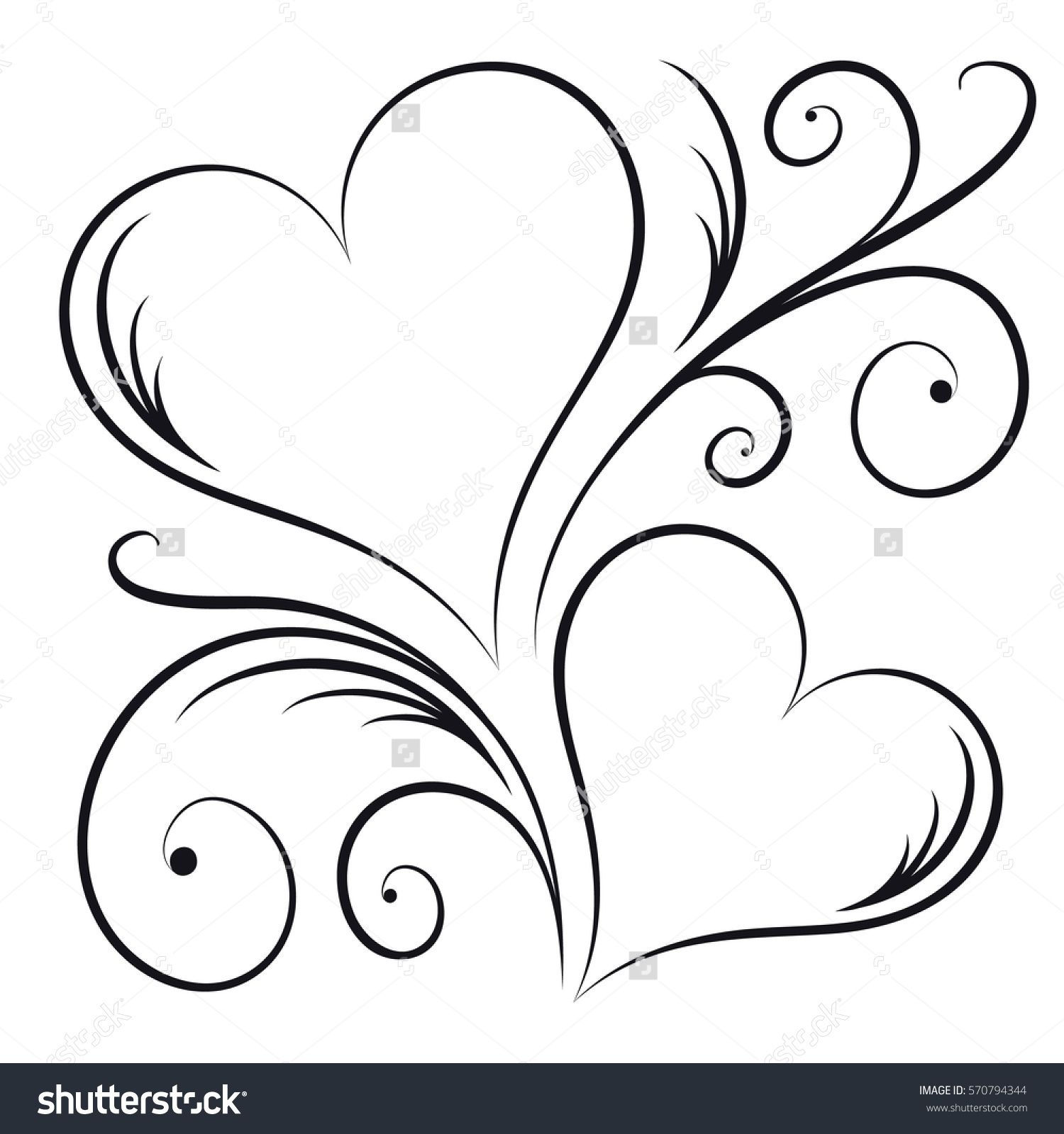 Wallpaper #12eRAJMBSpphPi3-GKYv60 Two Hearts with Swirl Elements Art Drawings Simple Art Drawings