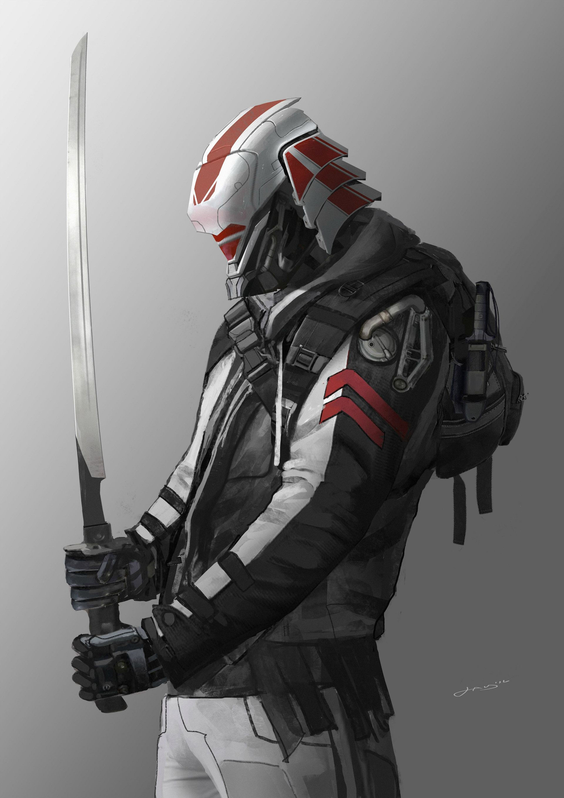 Wallpaper #Lx1VLZMBlOZrFDOk_dAO41 Future Ninja by Baranha Futuristic Samurai Futuristic