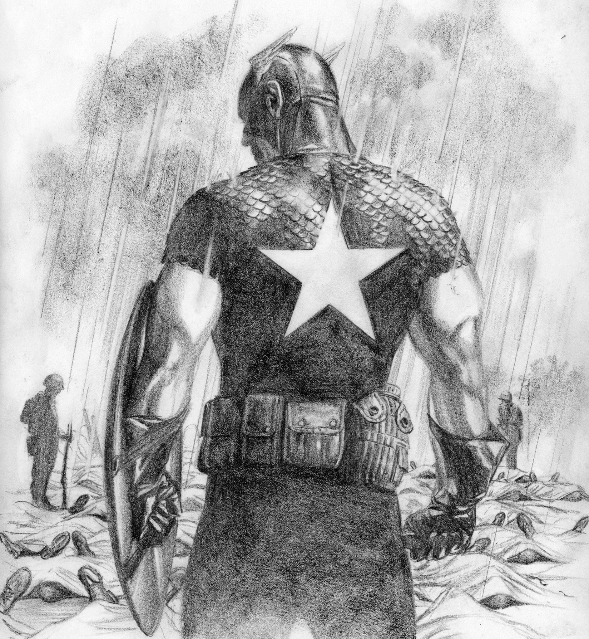 Wallpaper #R6WnOJMBVBiSkHCax45p288 Captain America Sketch by Alex Ross