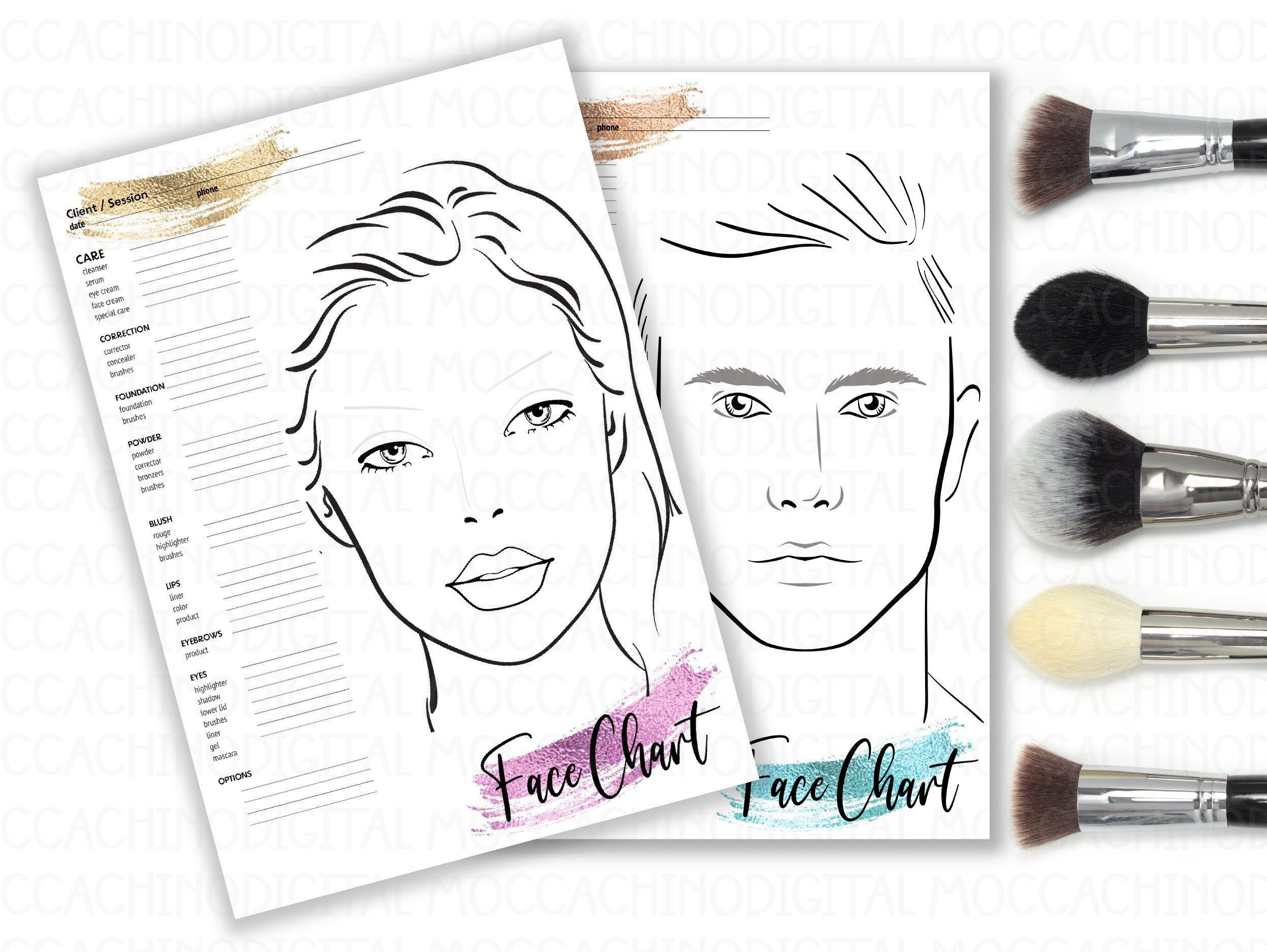 Wallpaper #1WfB-JIBSpphPi3-ior0317 Male and Female Face Chart Face Chart for Makeup Printable Make Up