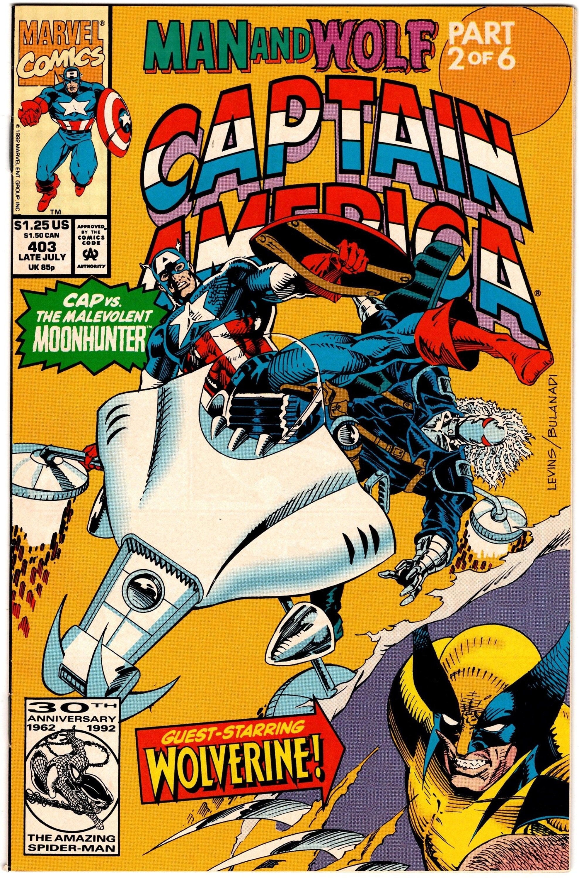 Wallpaper #wDGzNZMB5zzyi_yYSVdM49 Captain America 403 1st Series 1968 July 1992 Marvel Comics Grade Vf