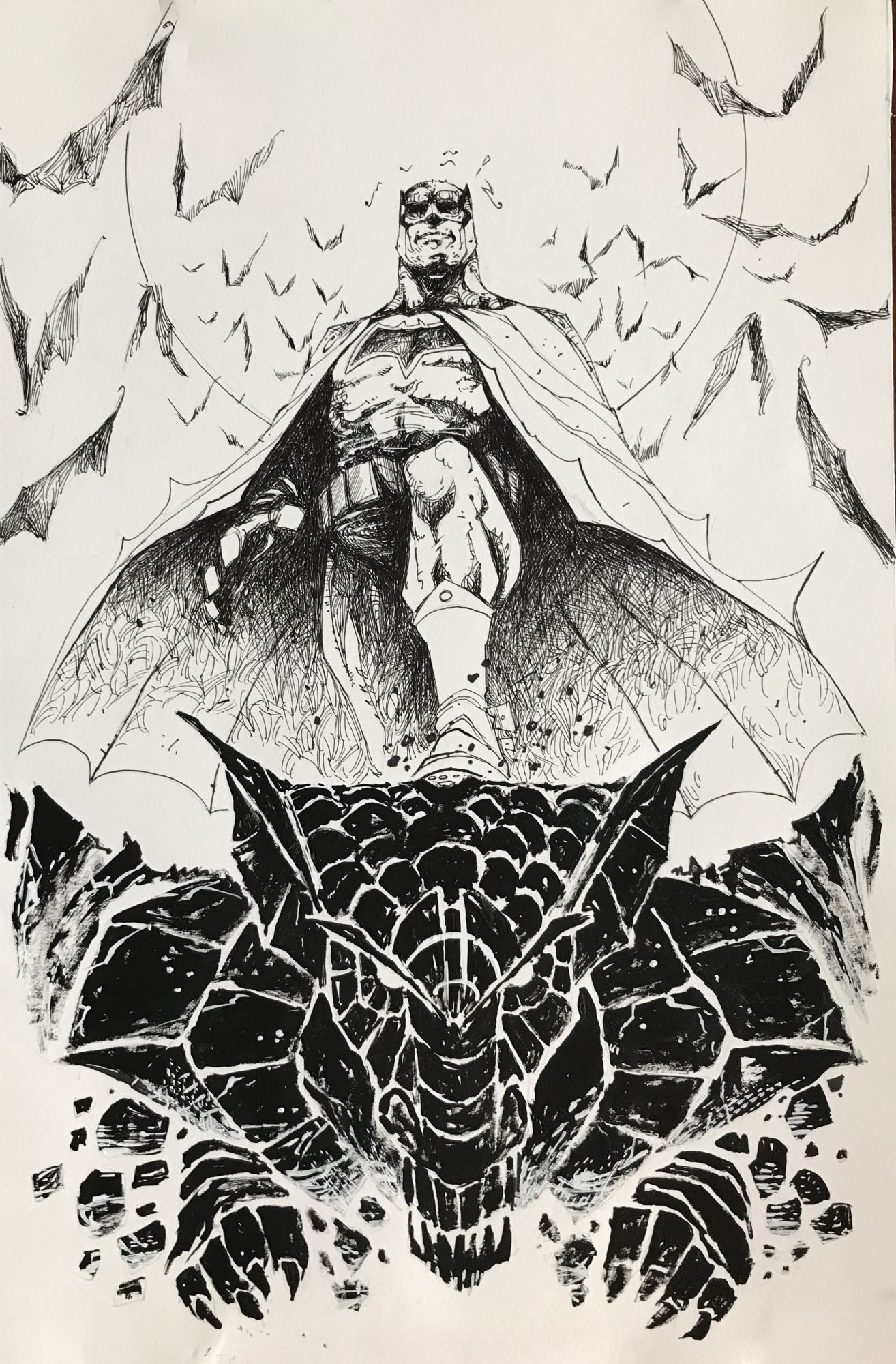 Wallpaper #jxkZHo8BtGB6xQ78tnig51 Batman on Gargoyle Jim Muniz Original Comic Art Wb