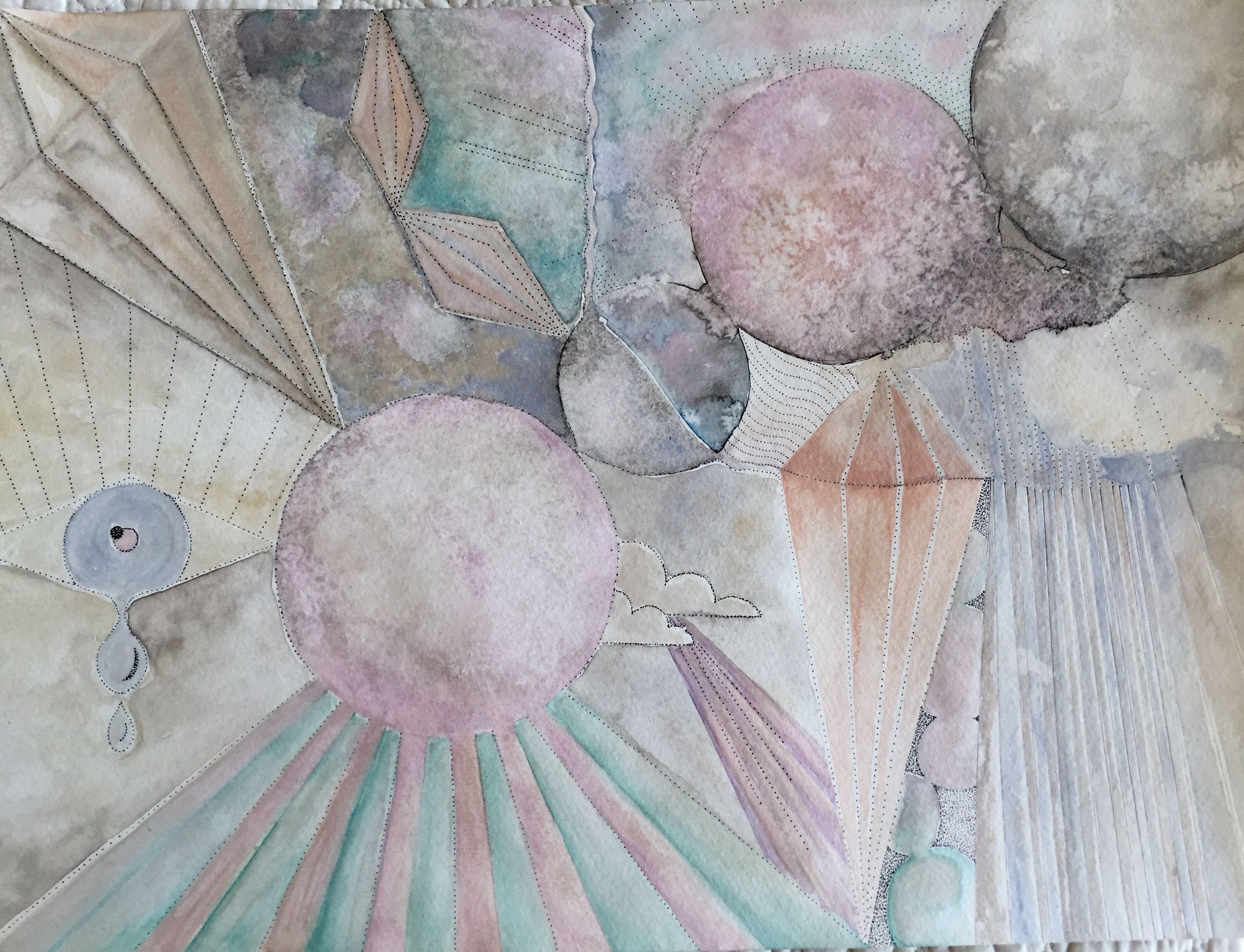 Wallpaper #BGcT6pIBSpphPi3-TUVE249 By Mishel Schwartz Pastel Globes 11x14 Watercolour