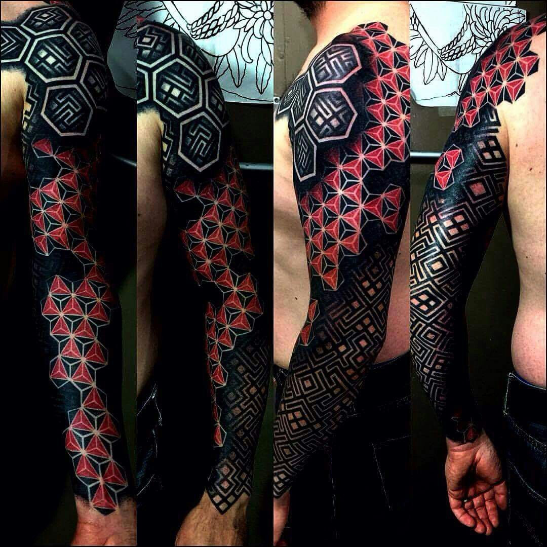 Wallpaper #51e89 Black and Red Mans Tattoo Sleeve Menstattoos Geometric Sleeve