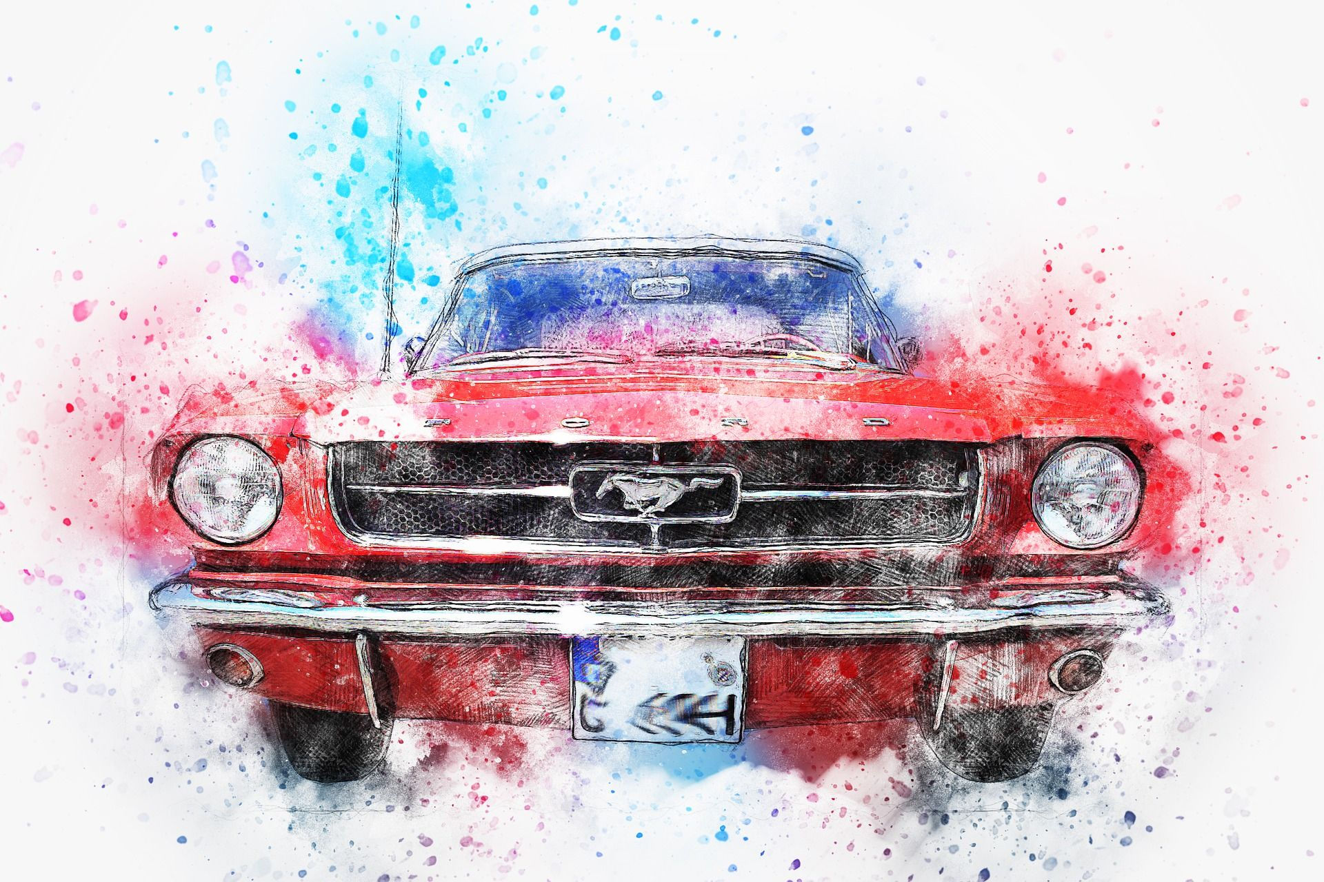 Wallpaper #4EVwl44B7YBJg1BV8qAc51 Nice Car Old Car Mustang Art Abstract Watercolor Check More at Https