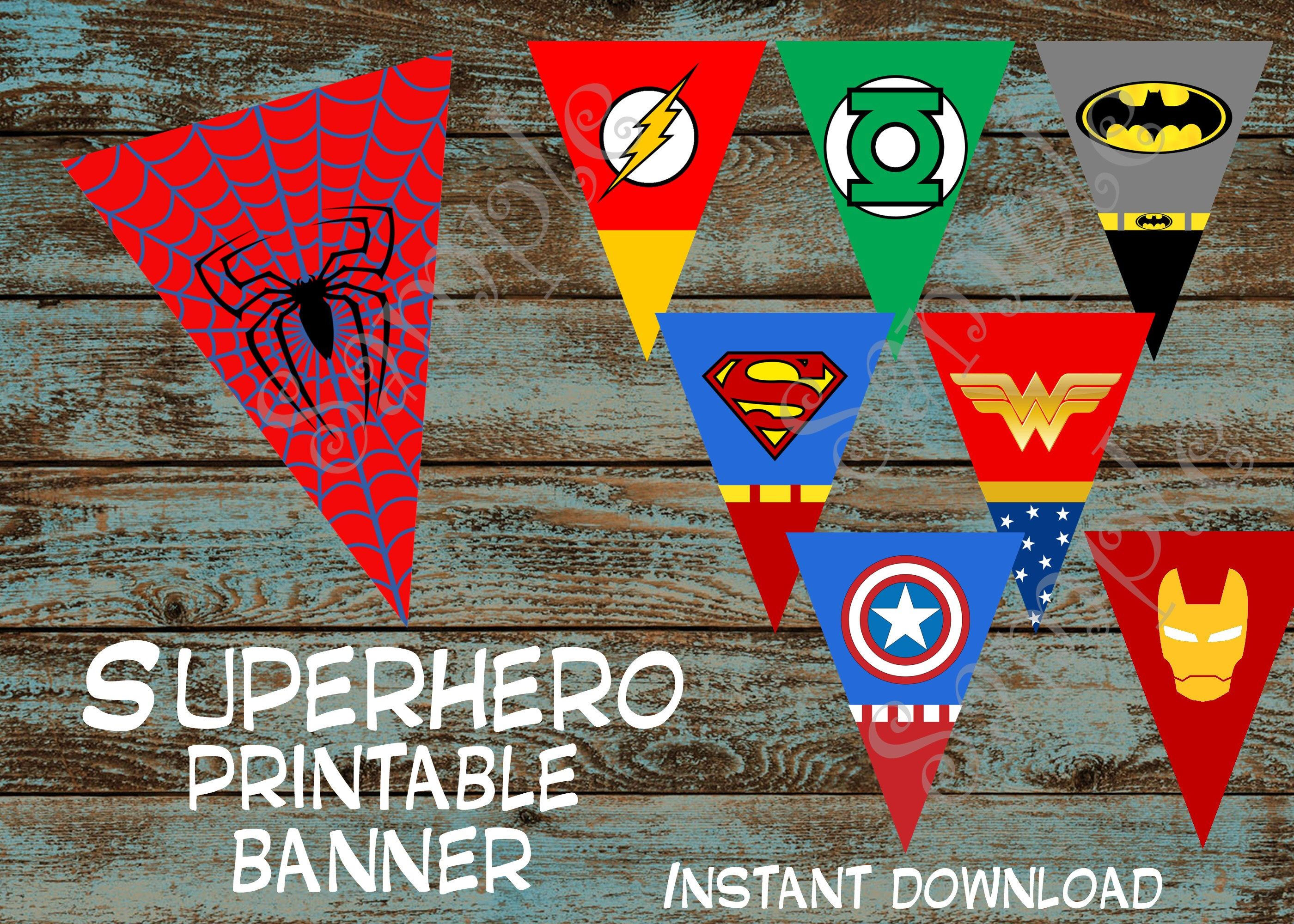 Wallpaper #EjHONZMB5zzyi_yYEVil25 Superhero Party Banner Superhero Printable Party Banner Etsy