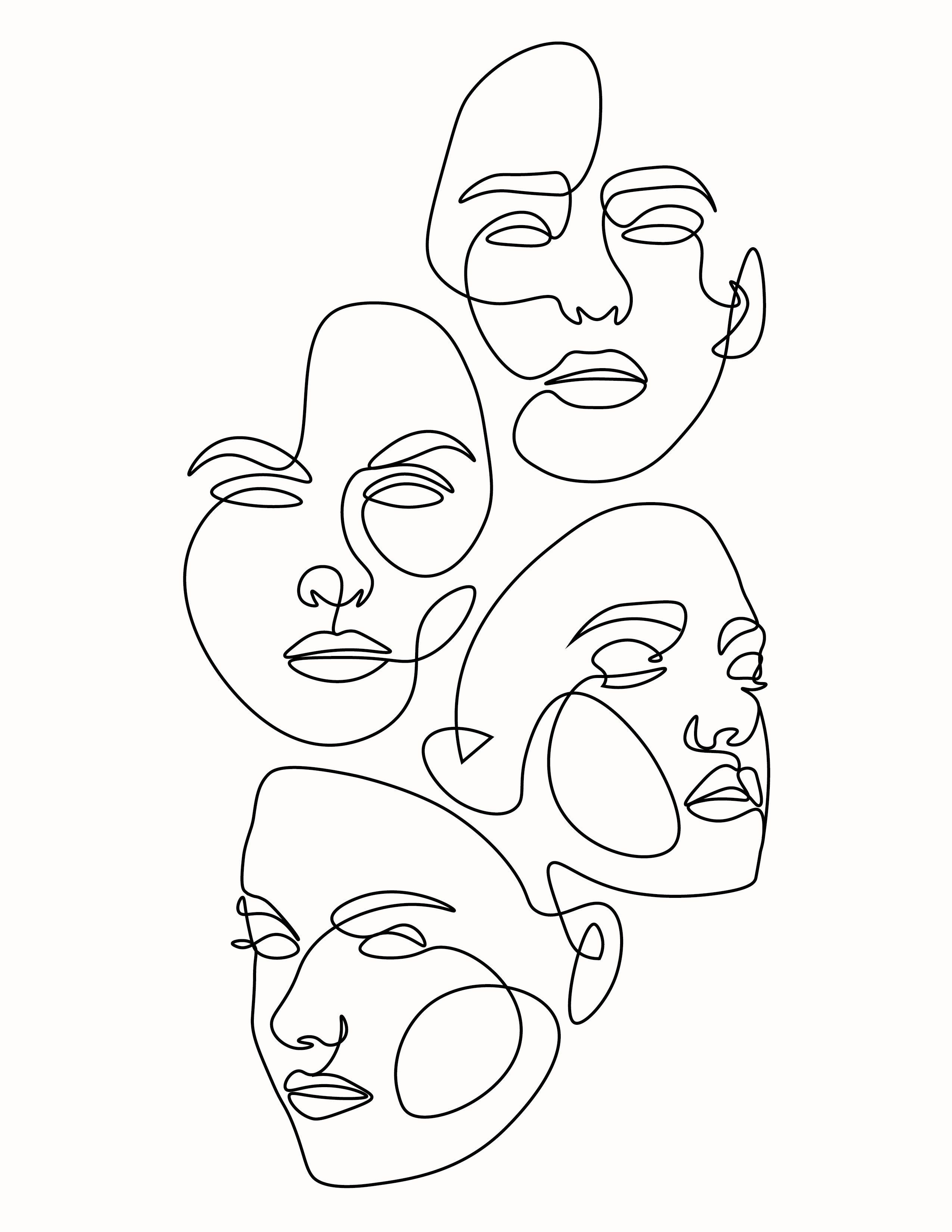 Wallpaper #aWdbBJMBSpphPi3--bfl197 Line Art Print Abstract Woman Man Face Line Drawing Boho Minimalist Art