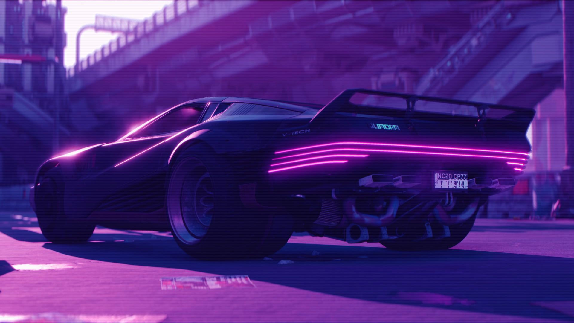 Wallpaper #yaU8MpMB0vj5YdARhNMv227 Cyberpunk 2077 Synthwave Car Vehicle Futuristic 1080p Wallpaper