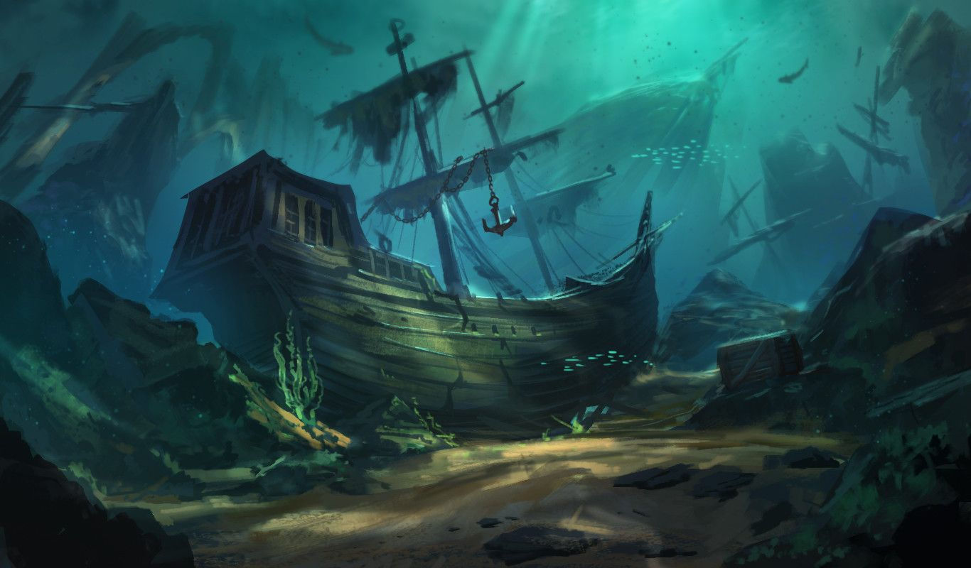 Wallpaper #z_Cpf5cBi4JM6agGtSCM129 An Underwater Scene with a Ship in the Water