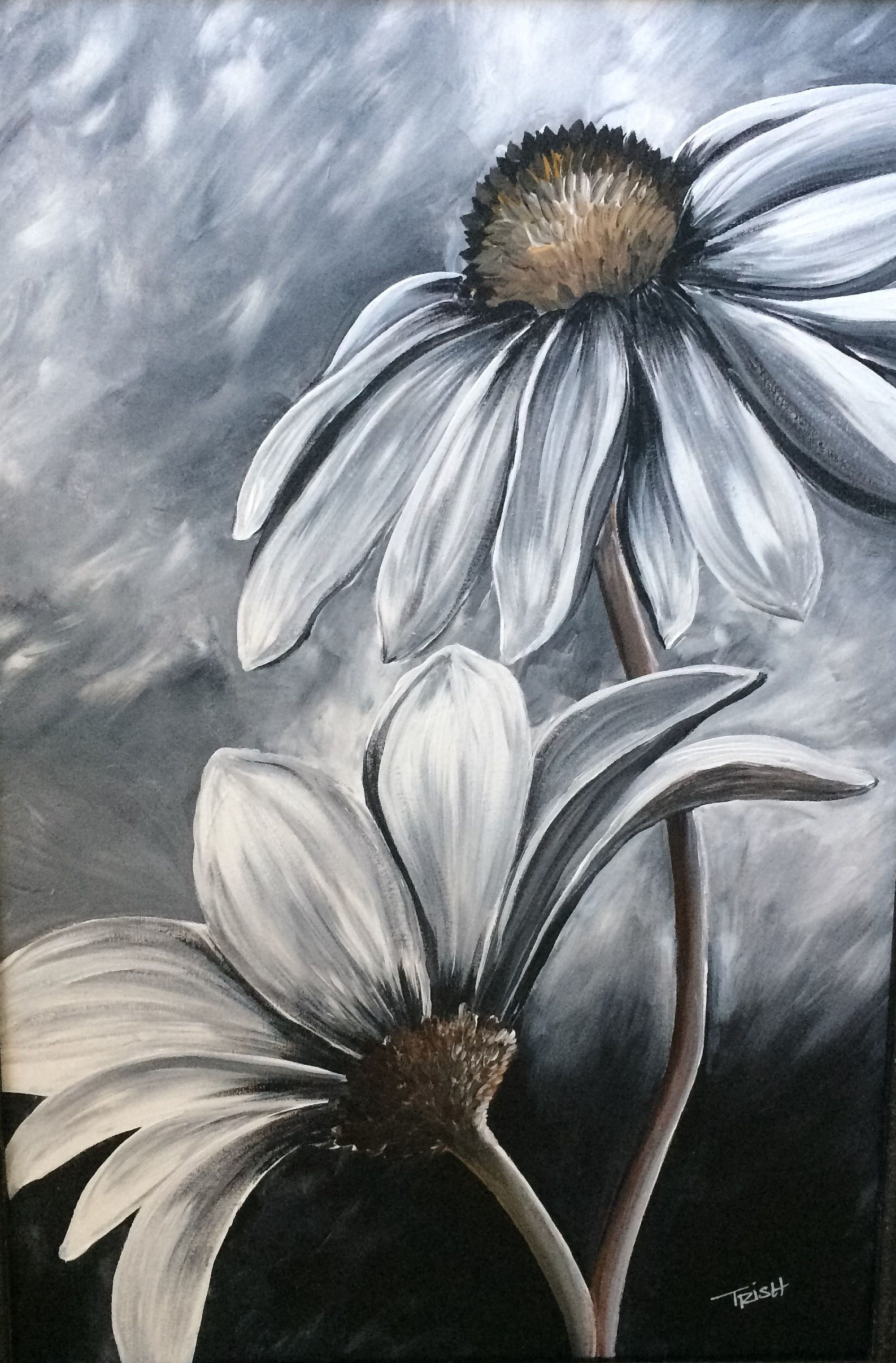 Wallpaper #2GeMA5MBSpphPi3-T7Po69 Black and White Acrylic Painting by Trish Jones Simple Acrylic