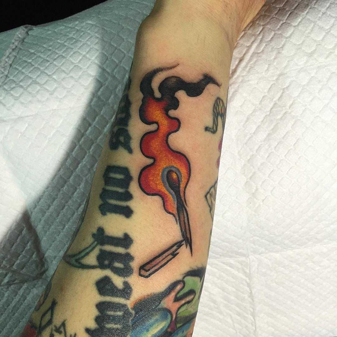 Wallpaper #_DF3NZMB5zzyi_yYnlbF213 Broken Burning Match Tattoo on the Forearm Traditional Tattoo