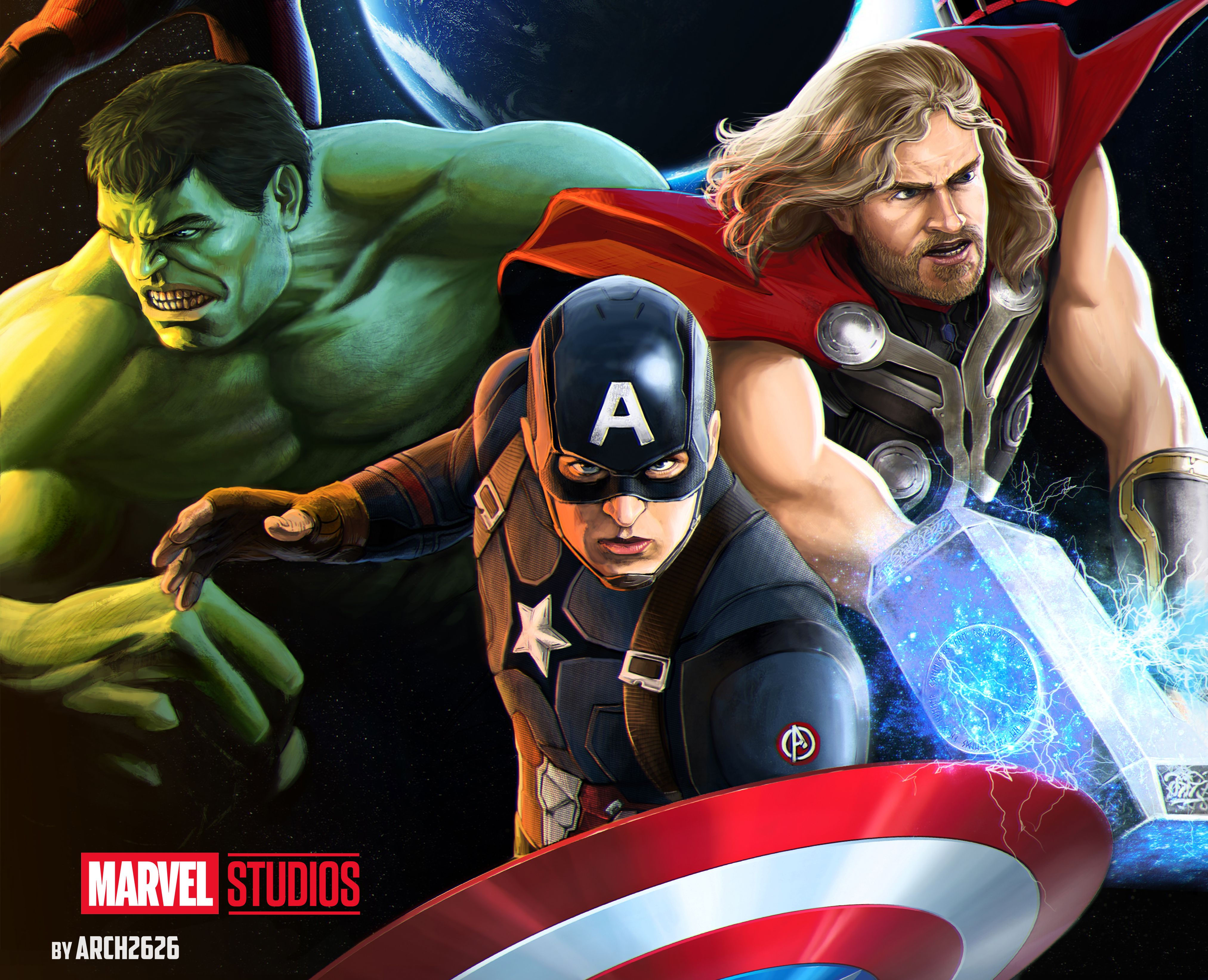 Wallpaper #K6WVOJMBVBiSkHCaqY6z285 Trinity Captain America Thor Hulk MCU by Arch2626 Marvel Avengers