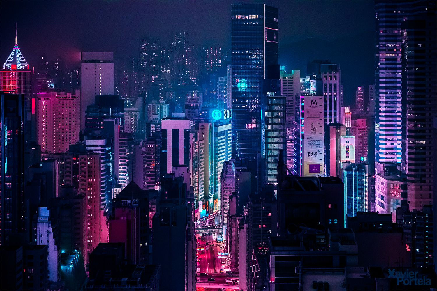 Wallpaper #3XPYf44BFI5NbQksvhdp55 Xavier Portela Glow Landscape Concept Cyberpunk City Neon