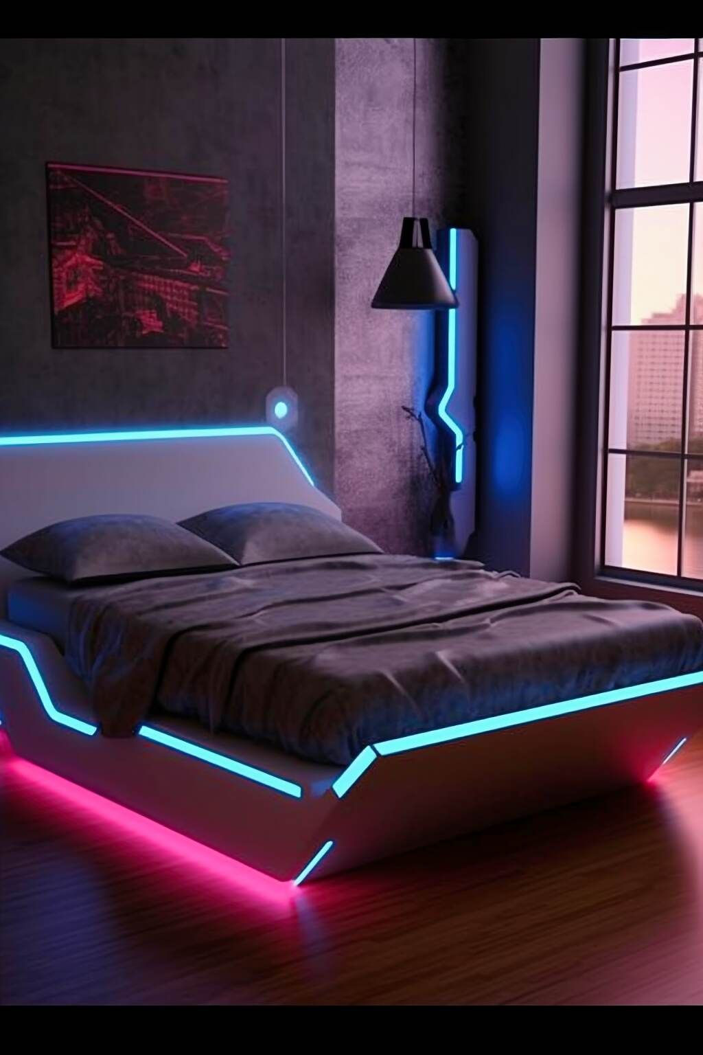 Wallpaper #fmeh-pIBSpphPi3-95Fq323 Neon Lit Cyberpunk Bedroom Illuminate Your Dreams Futuristic Bedroom