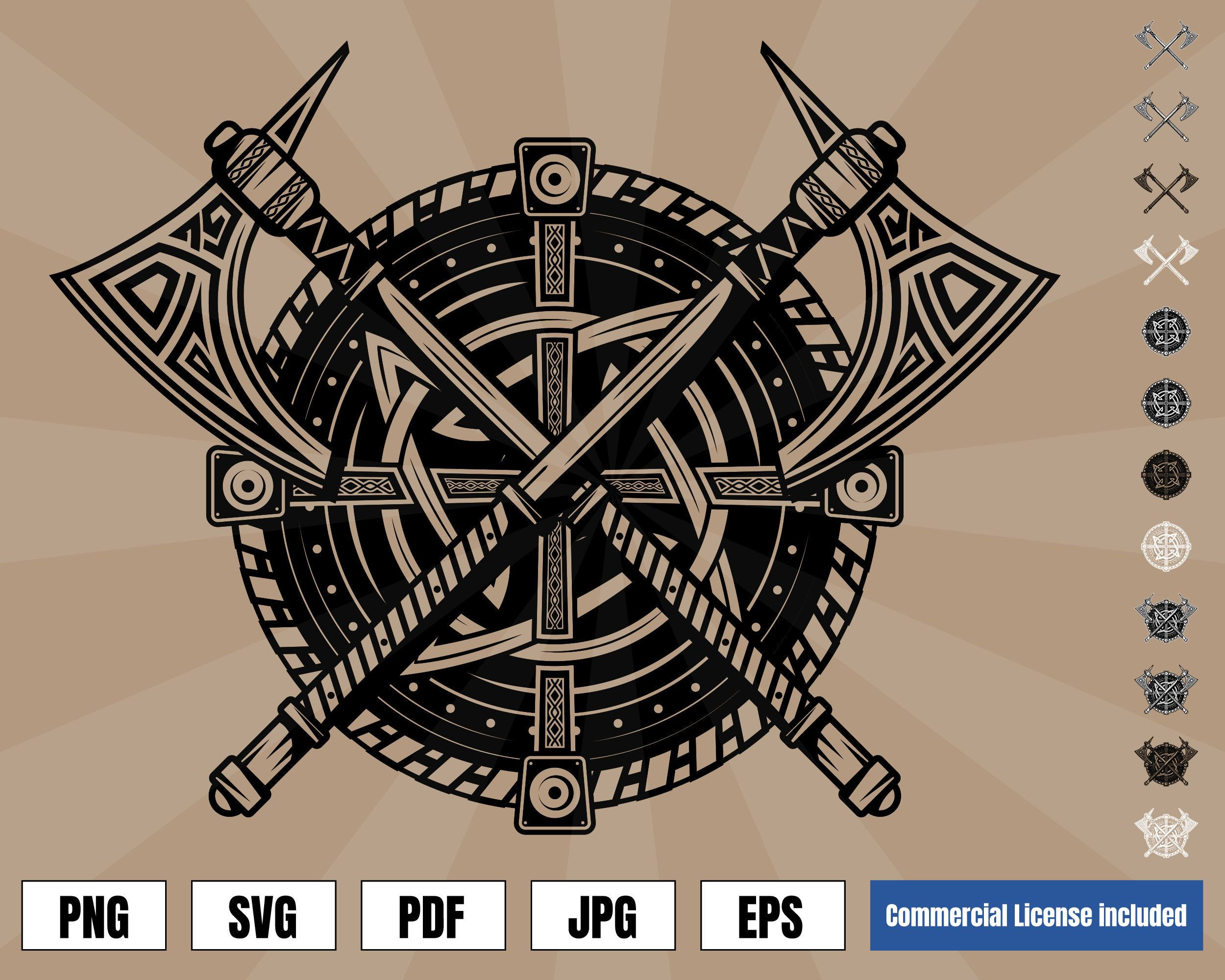 Wallpaper #AWjQGZMBSpphPi3-KBla26 Viking Shield and Axes Coat of Arms Norse Tattoo Art Logo Svg Etsy