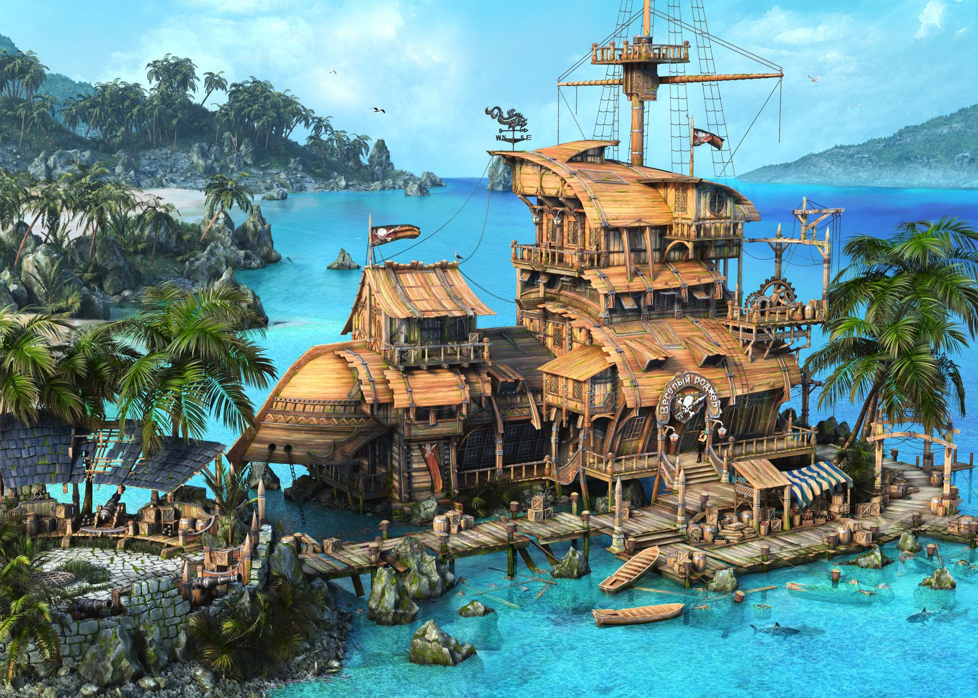 Wallpaper #z_Cpf5cBi4JM6agGtSCM95 Pirate Tavern by Alex Serebryakov