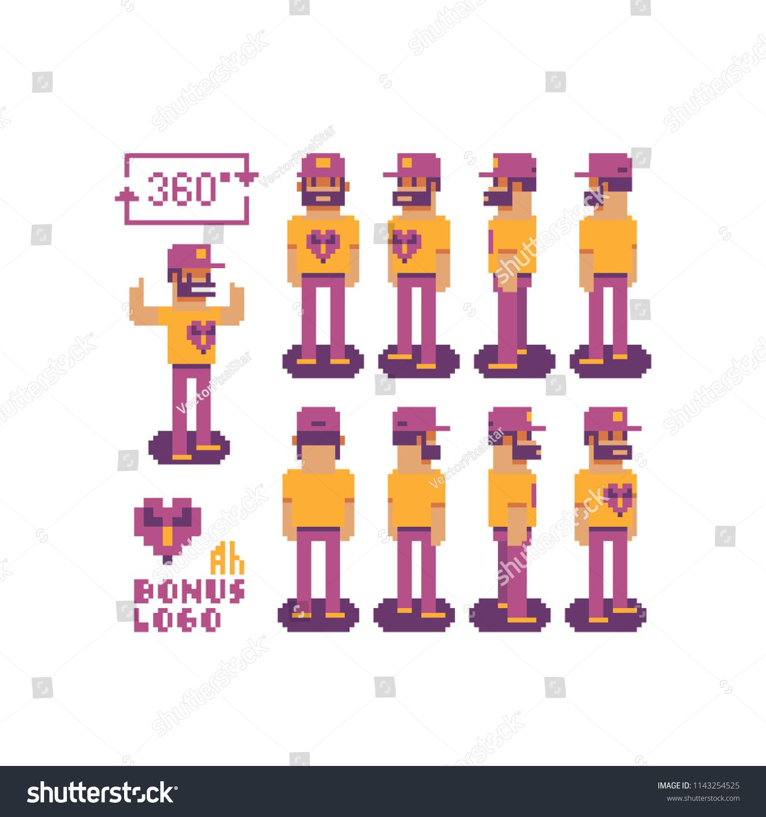 Wallpaper #txdfPpMBPLD5_VEN0t9L242 Male Character with Beard and a Cap Pixel Art Character Rear View