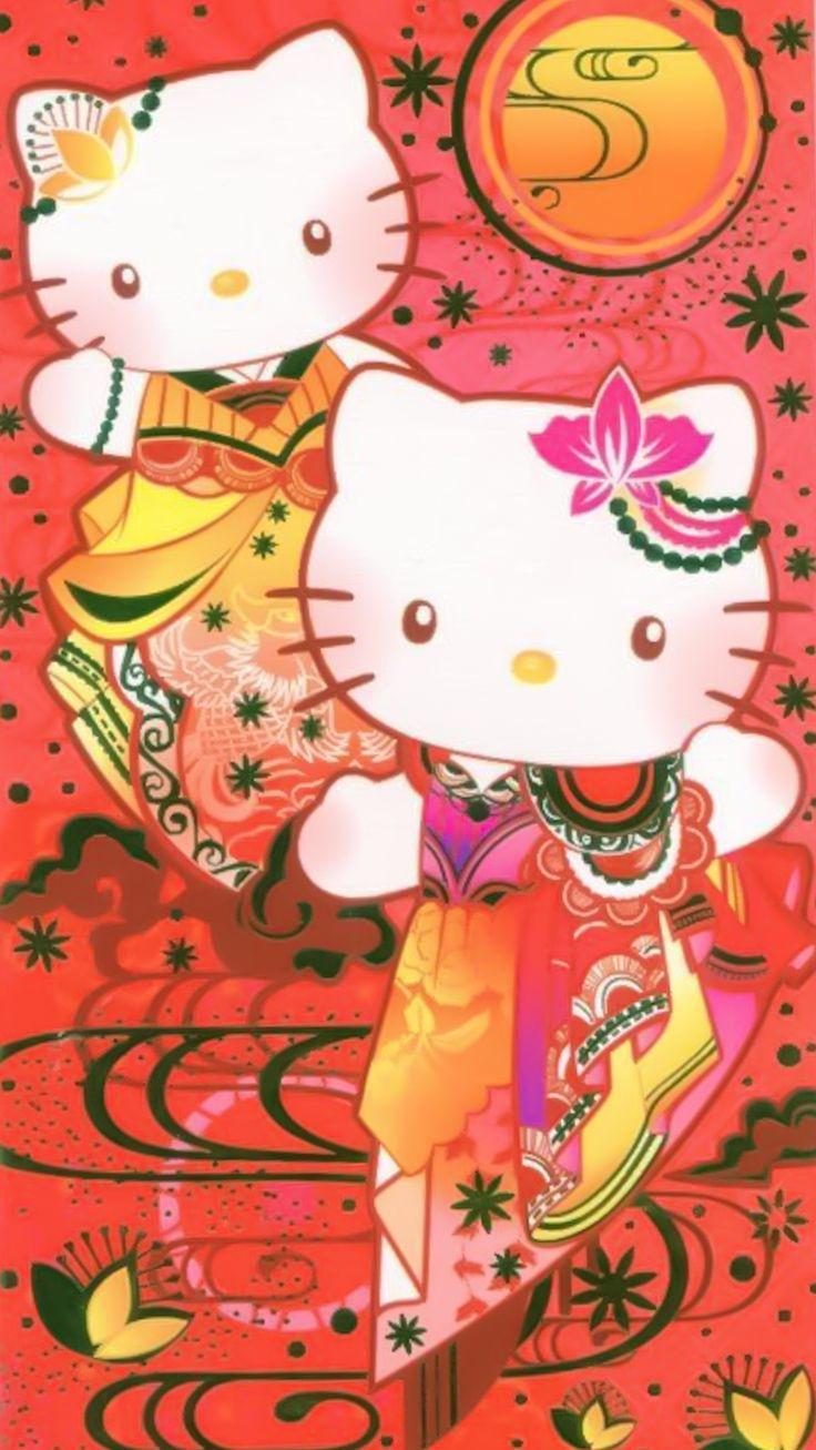 Wallpaper #DLih2JIBJvJKYCmERemF25 Hello Kitty Art on Red Background