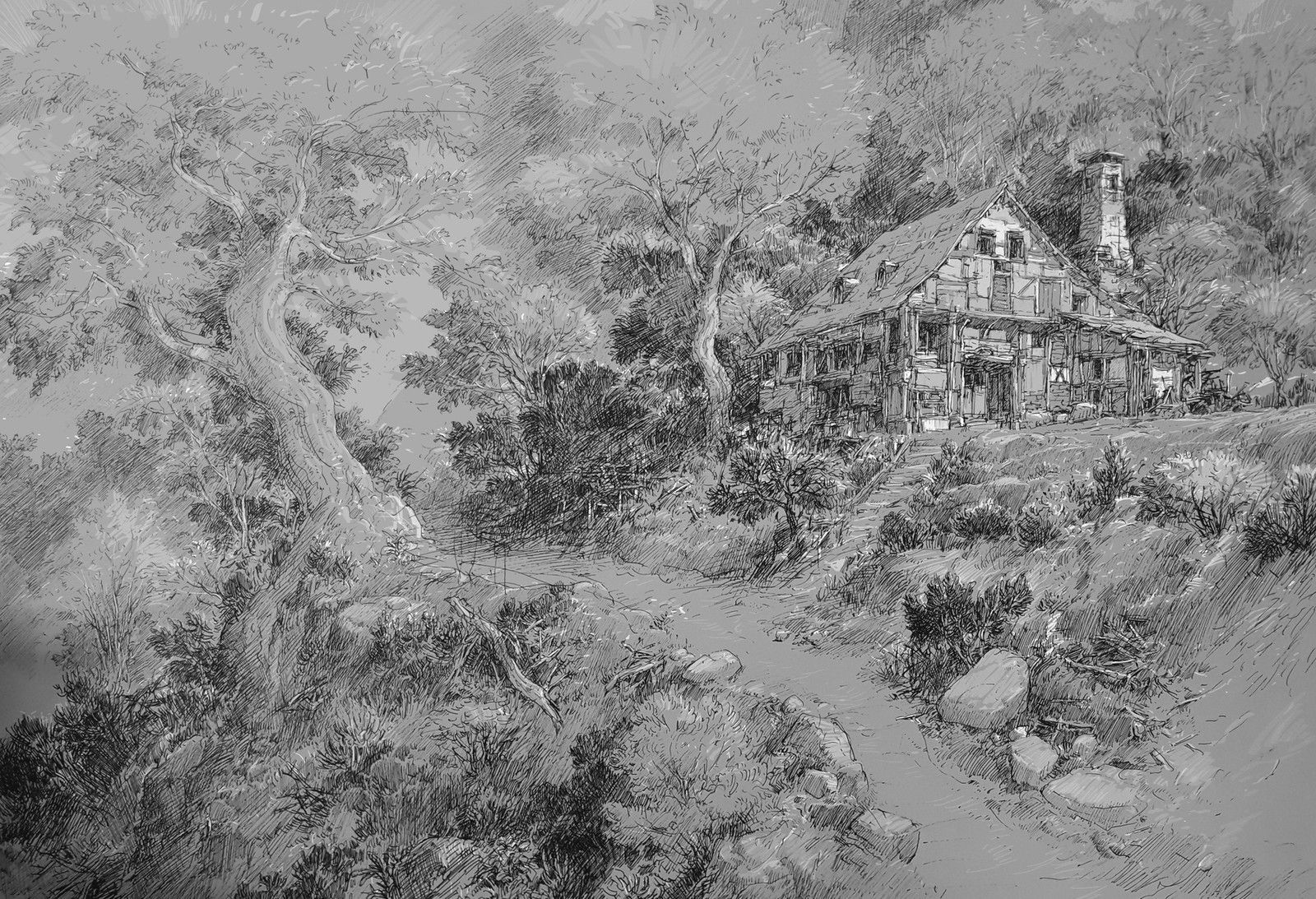 Wallpaper #d2c4EZMBSpphPi3-OPZ1363 Forest House3 Paperblue Net on Artstation at Httpswwwartstation